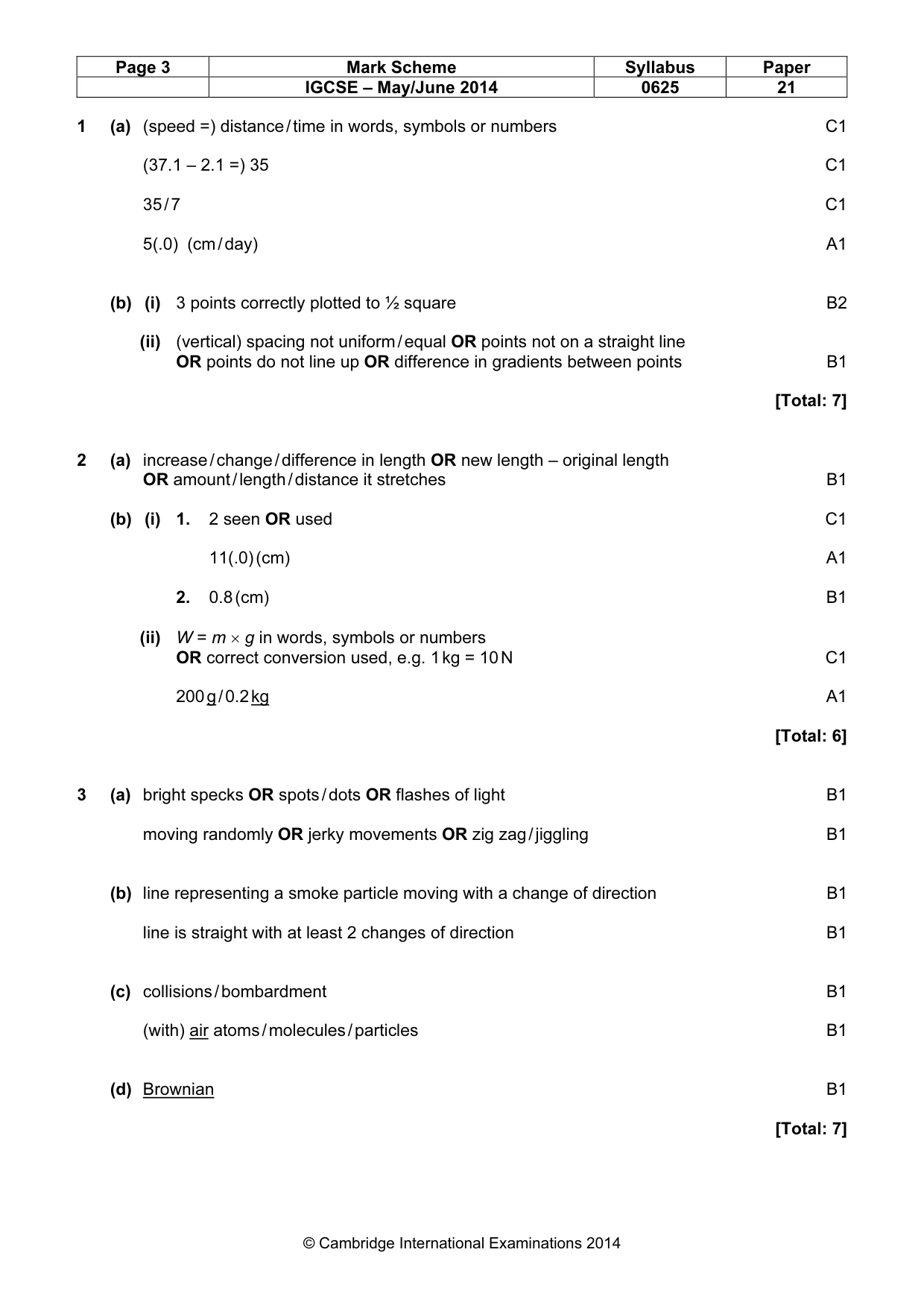 Mark scheme, page 3 of 7