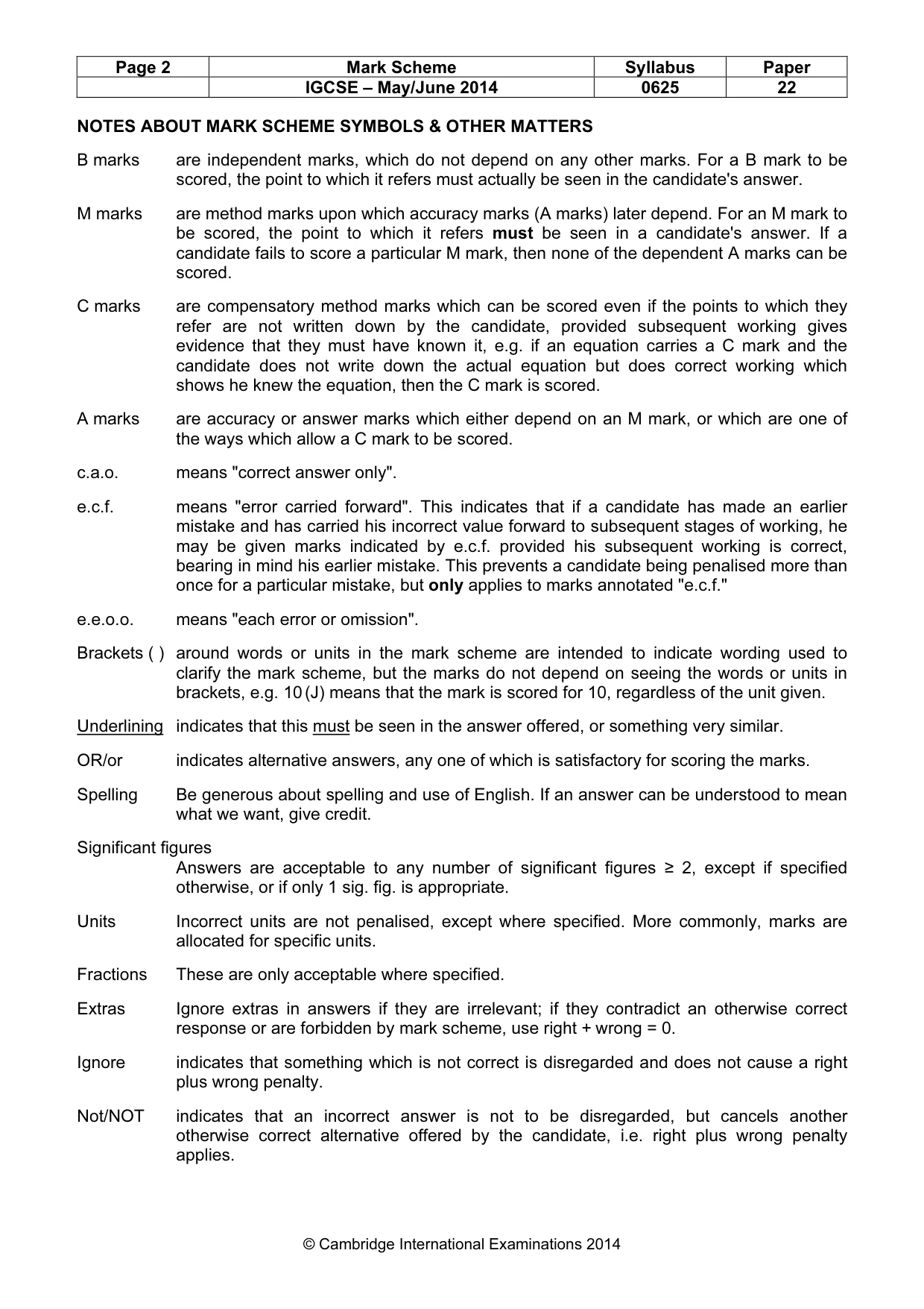 Mark scheme, page 2 of 7
