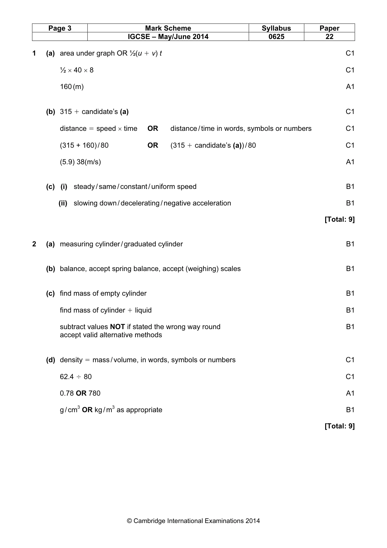 Mark scheme, page 3 of 7