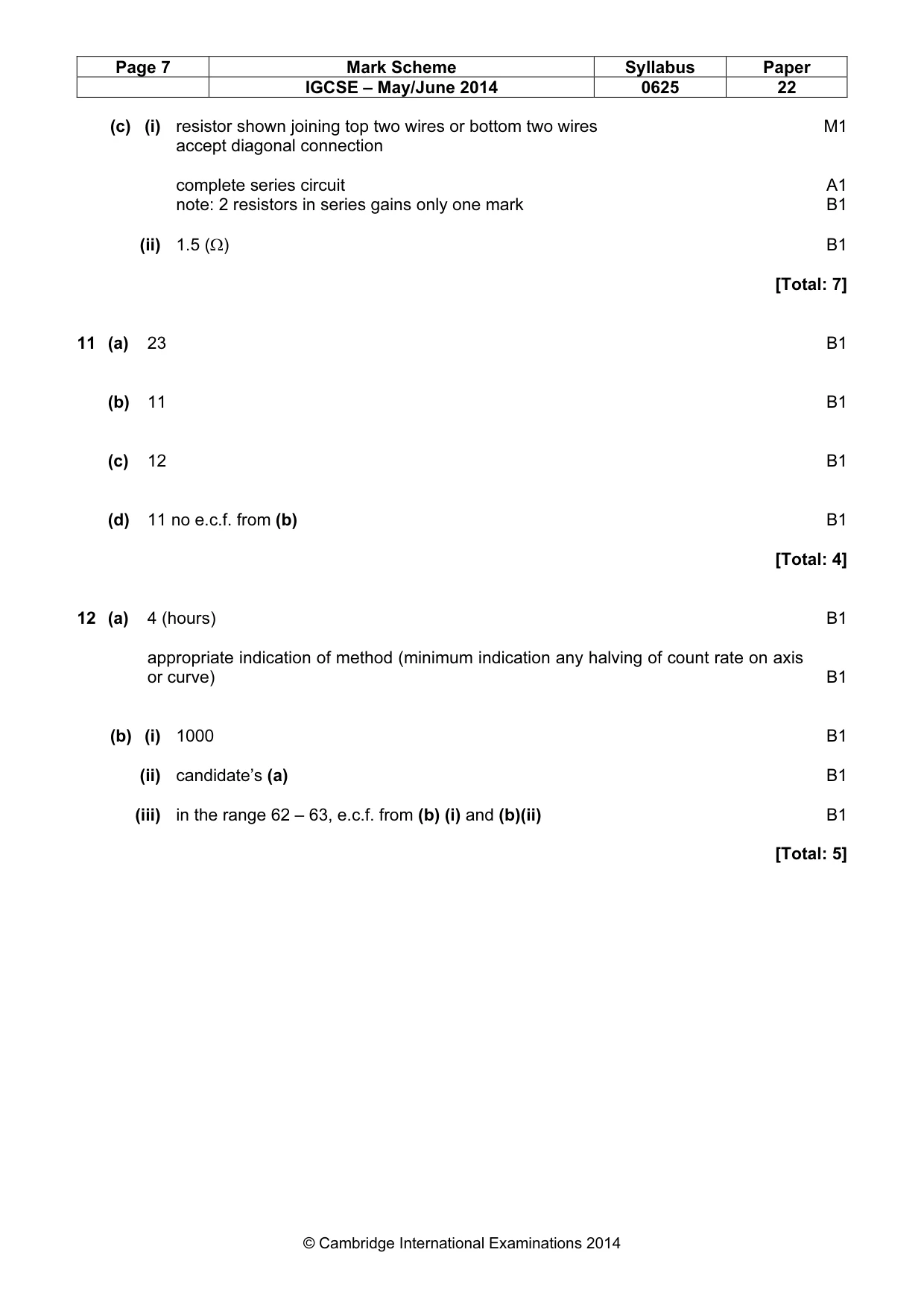 Mark scheme, page 7 of 7