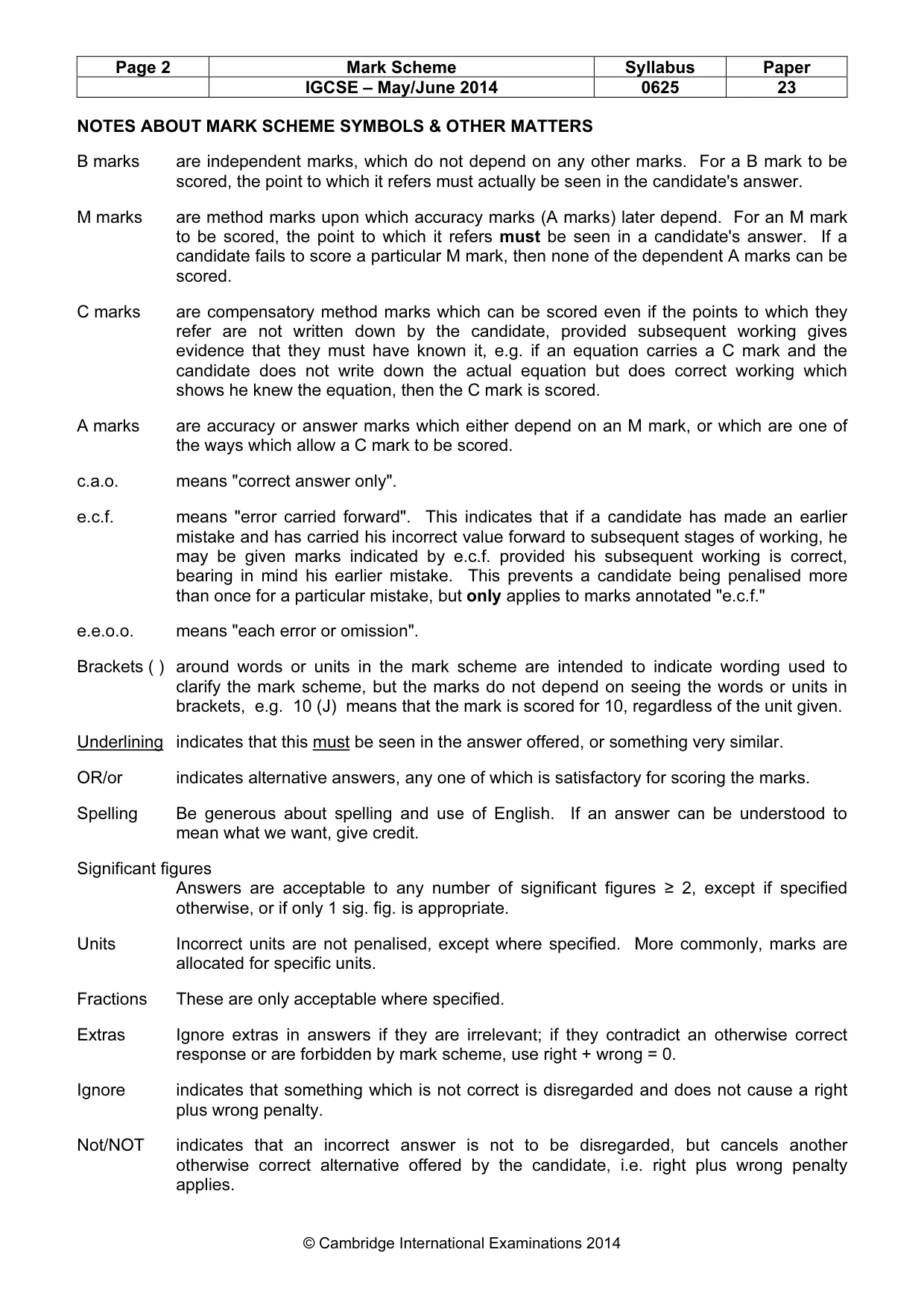 Mark scheme, page 2 of 7