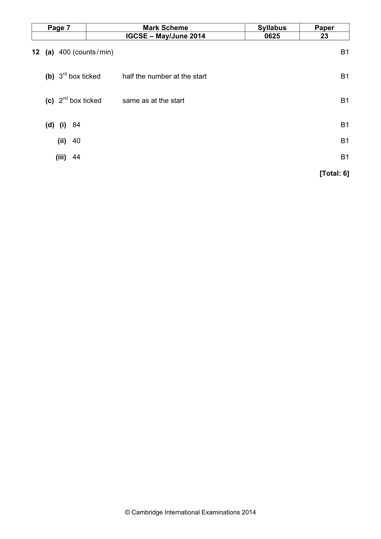 Mark scheme, page 7 of 7