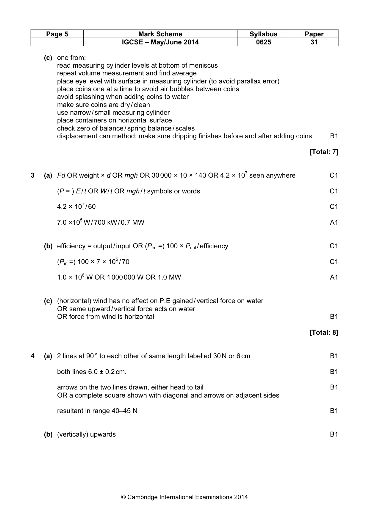 Mark scheme, page 5 of 9
