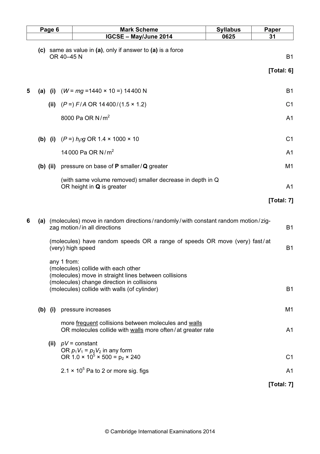 Mark scheme, page 6 of 9