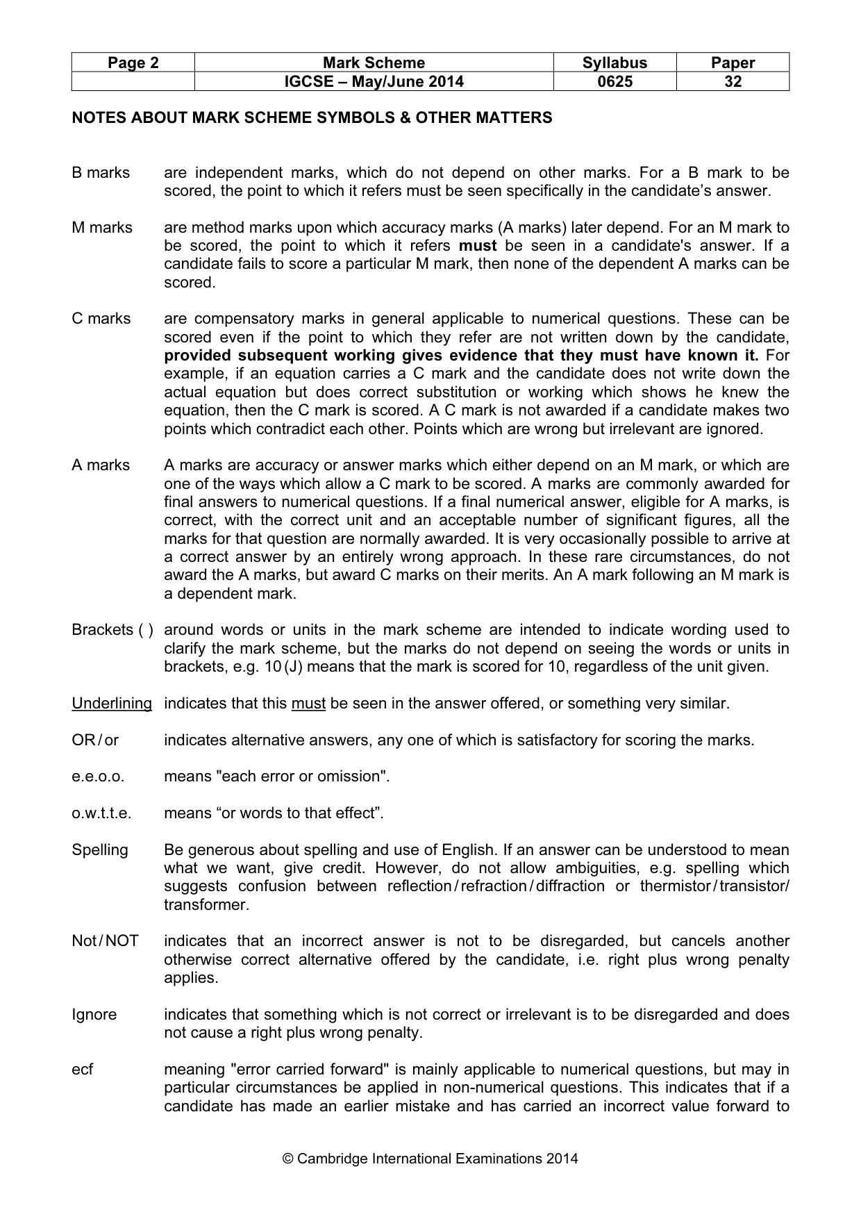 Mark scheme, page 2 of 8