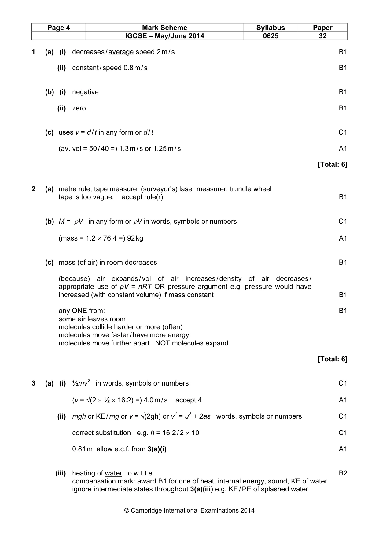 Mark scheme, page 4 of 8