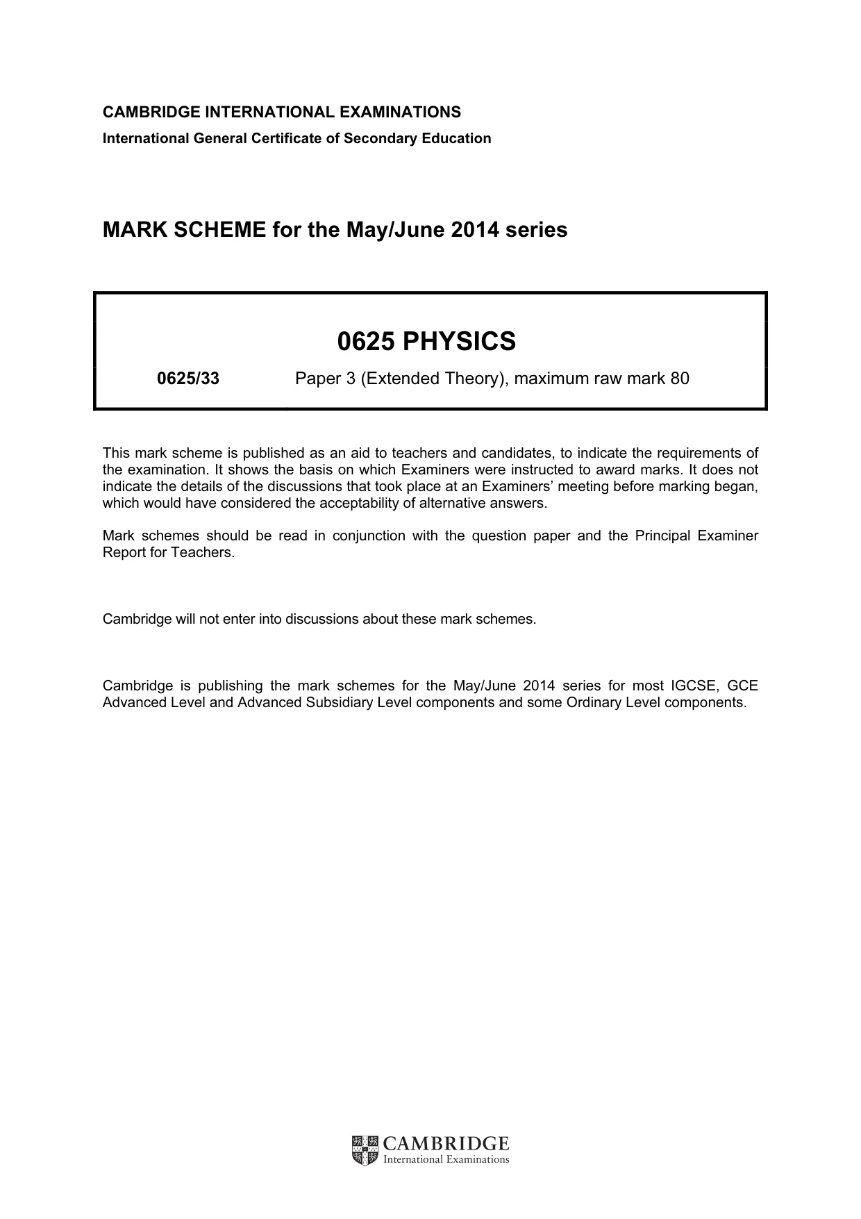 Mark scheme, page 1 of 8