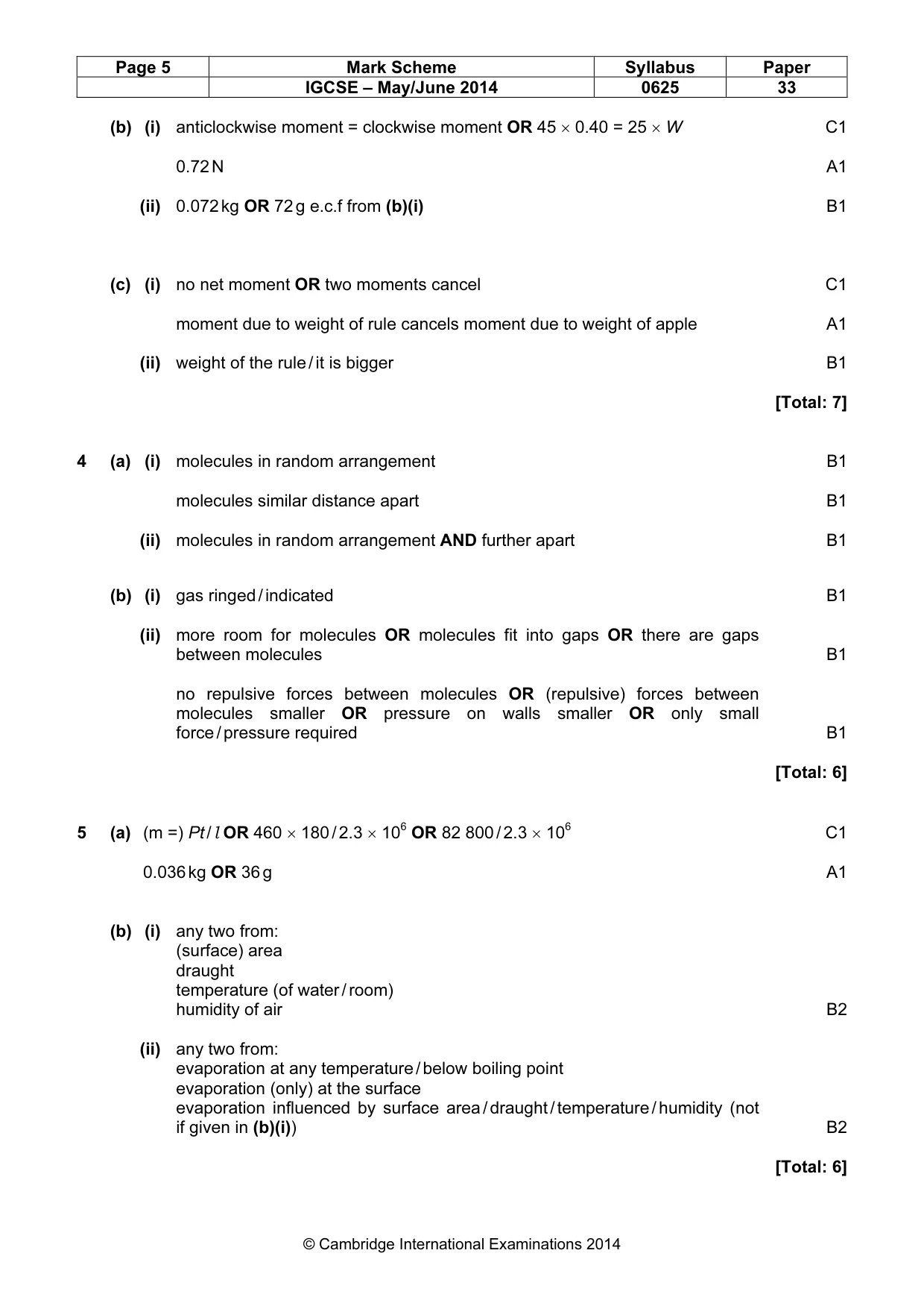 Mark scheme, page 5 of 8
