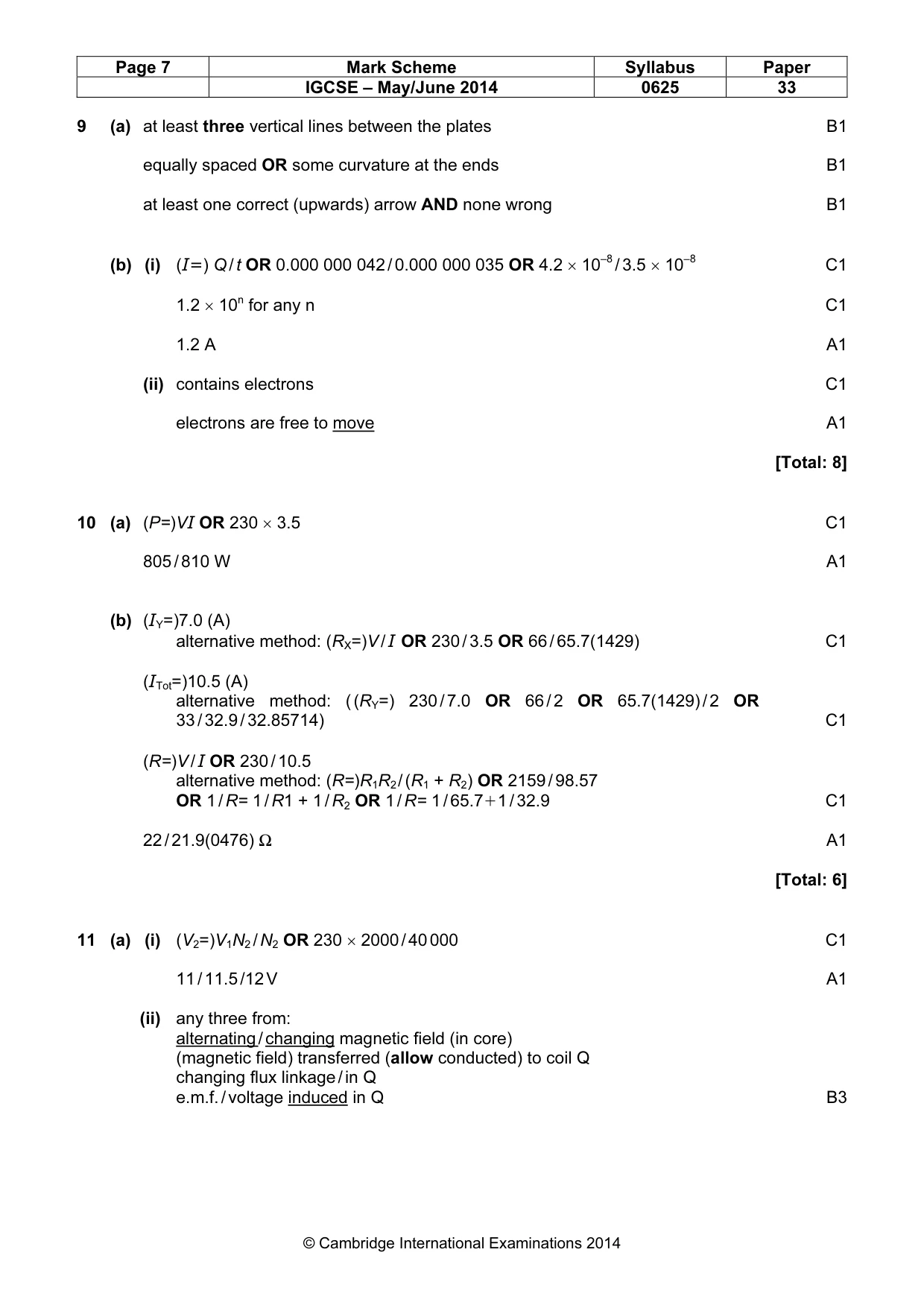 Mark scheme, page 7 of 8