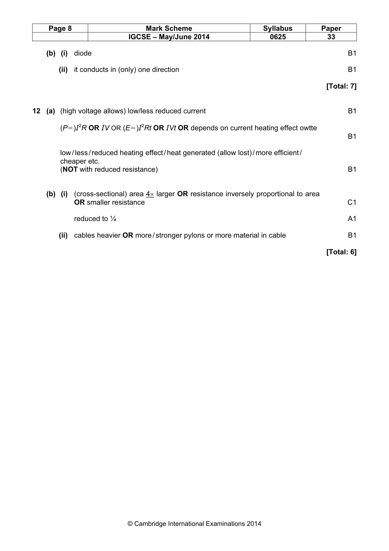 Mark scheme, page 8 of 8