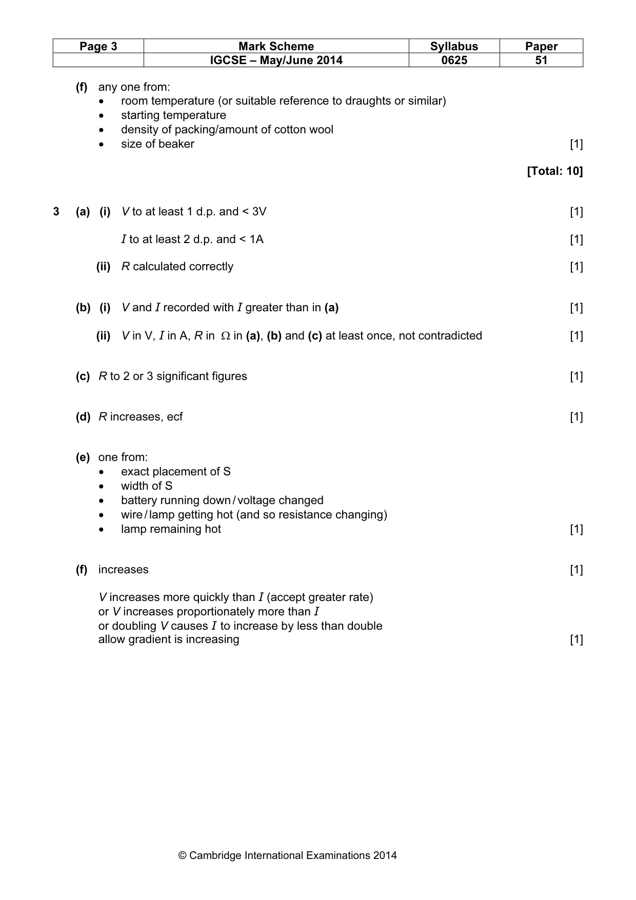 Mark scheme, page 3 of 4