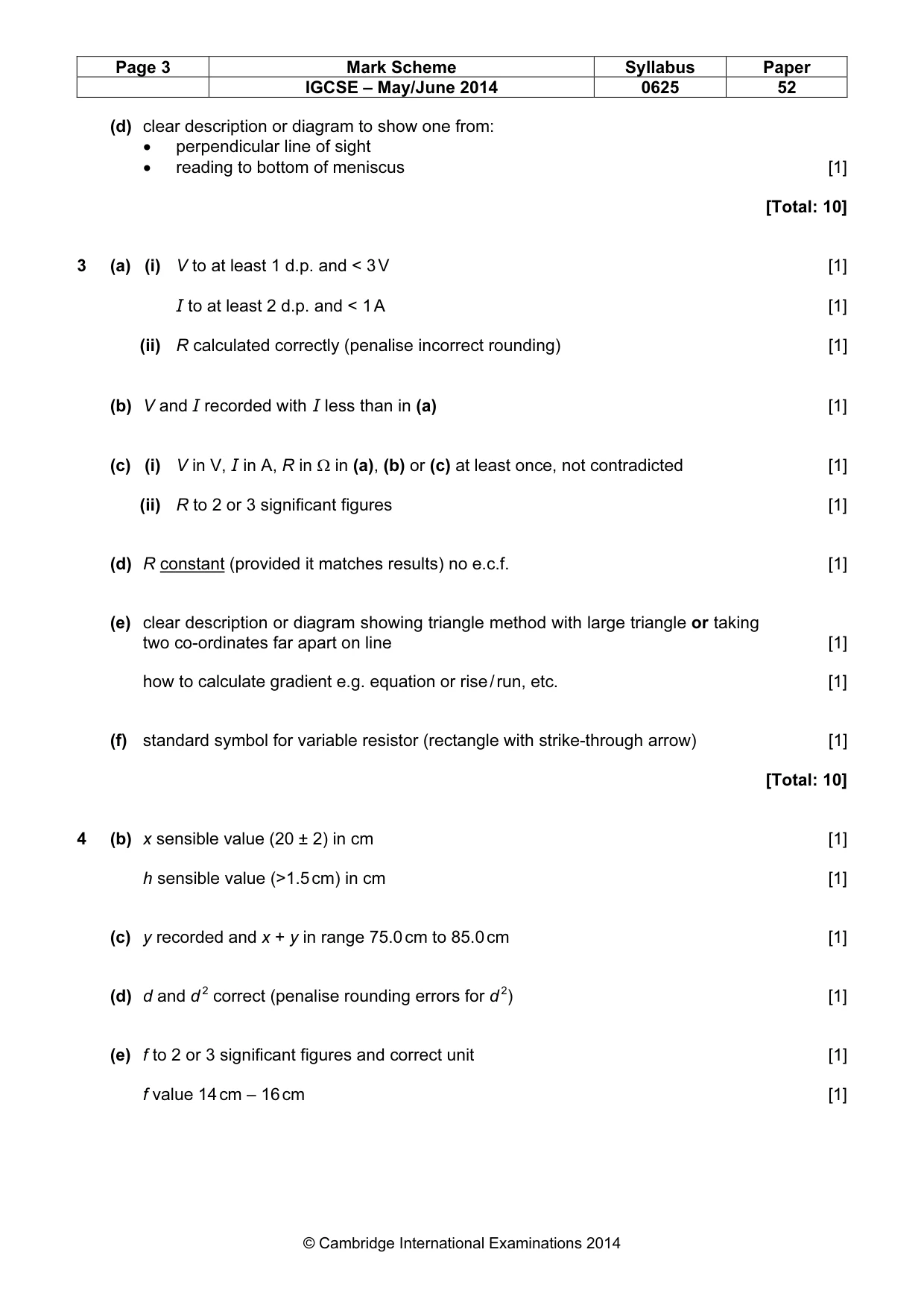 Mark scheme, page 3 of 4