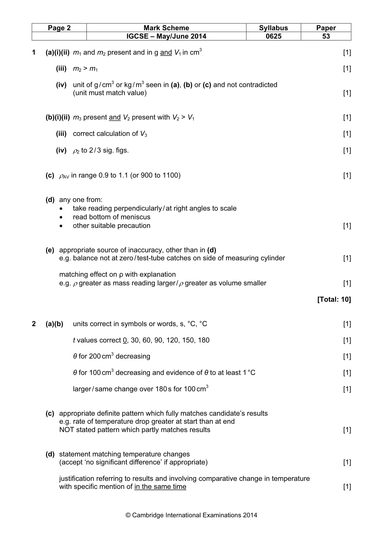 Mark scheme, page 2 of 4