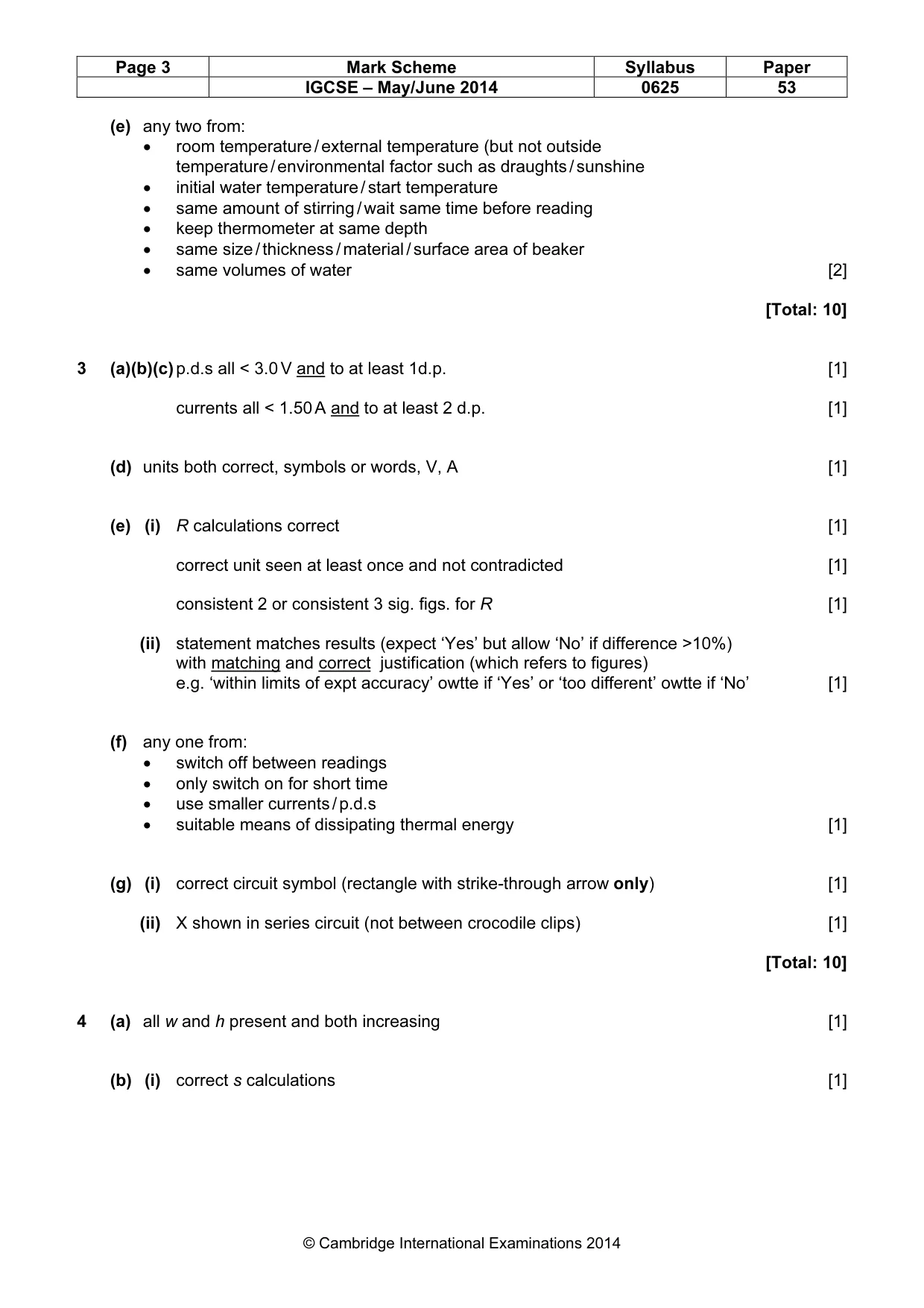 Mark scheme, page 3 of 4