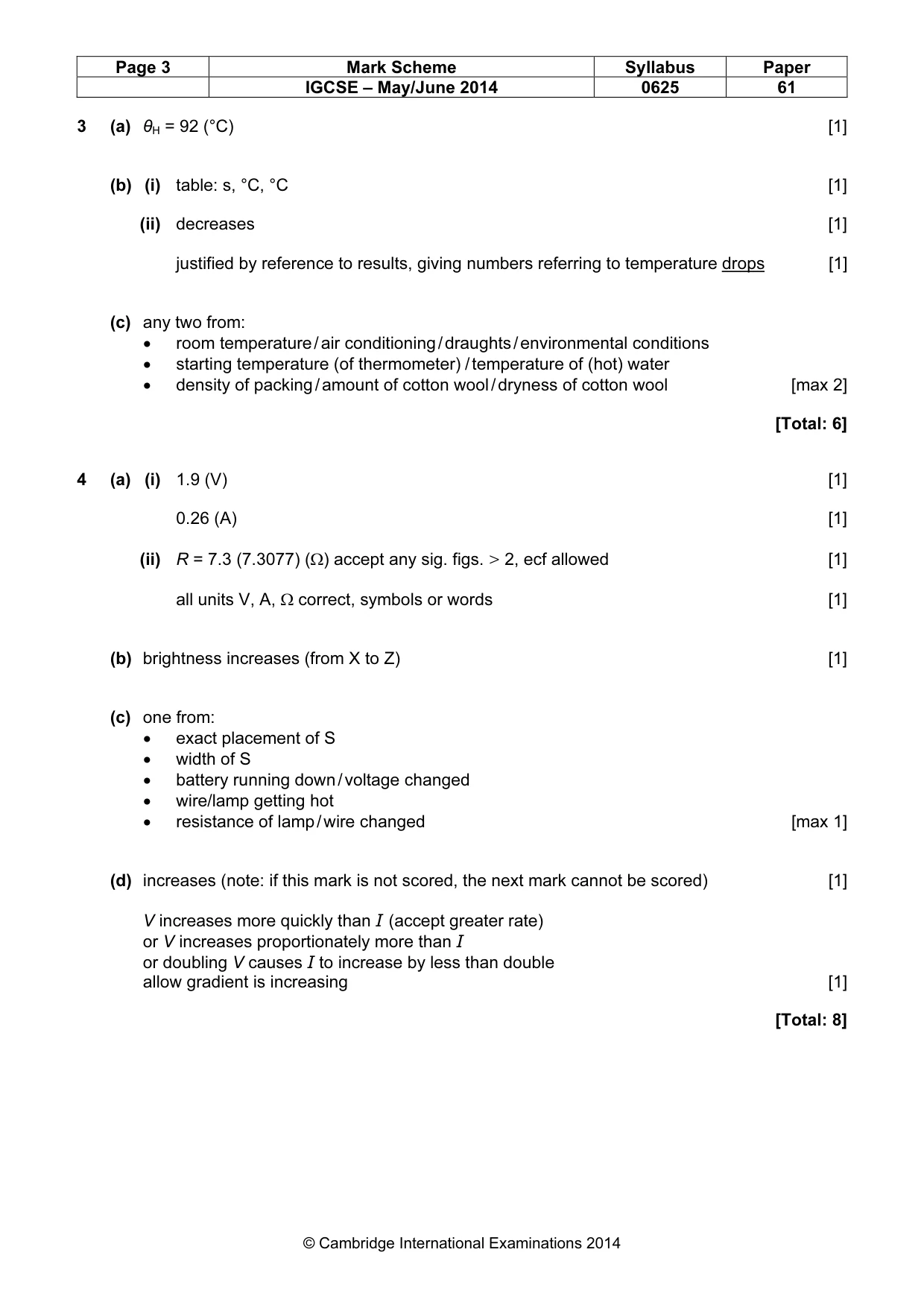 Mark scheme, page 3 of 4