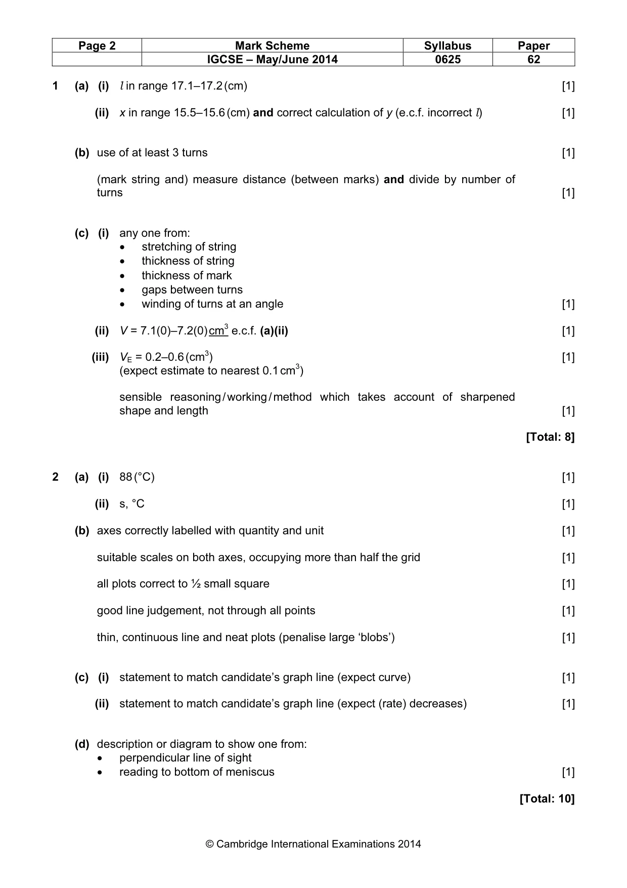 Mark scheme, page 2 of 4