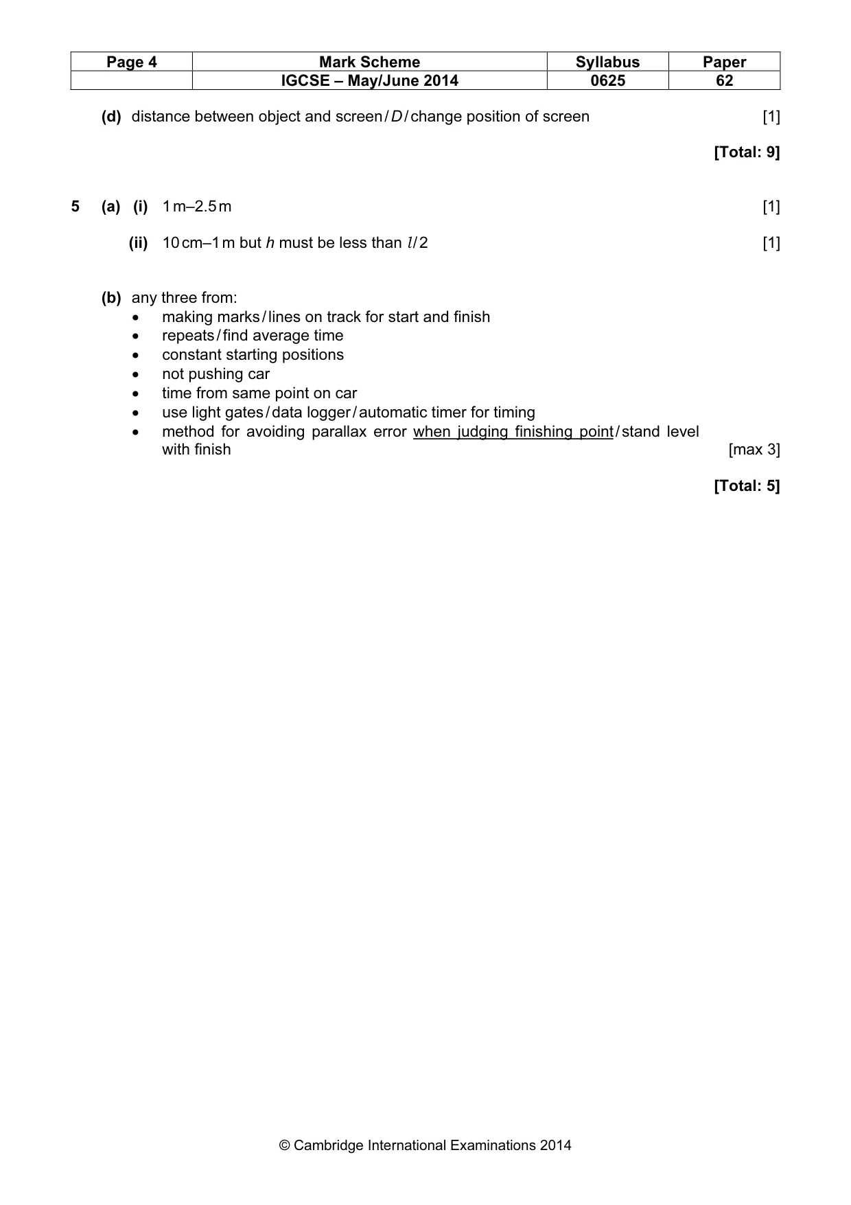 Mark scheme, page 4 of 4