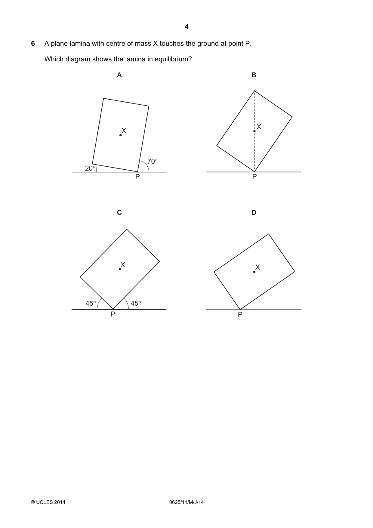 Cambridge IGCSE Physics 0625 2014 May/June Paper 1 · Variant 1 question paper, page 4 of 20