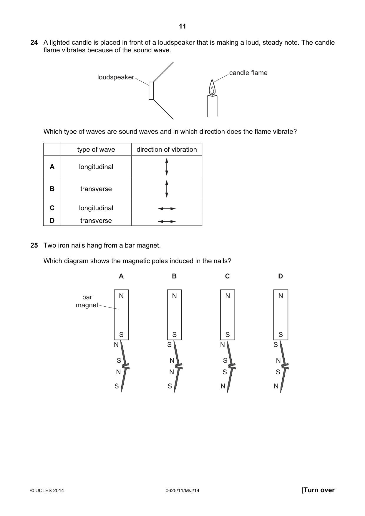 Cambridge IGCSE Physics 0625 2014 May/June Paper 1 · Variant 1 question paper, page 11 of 20