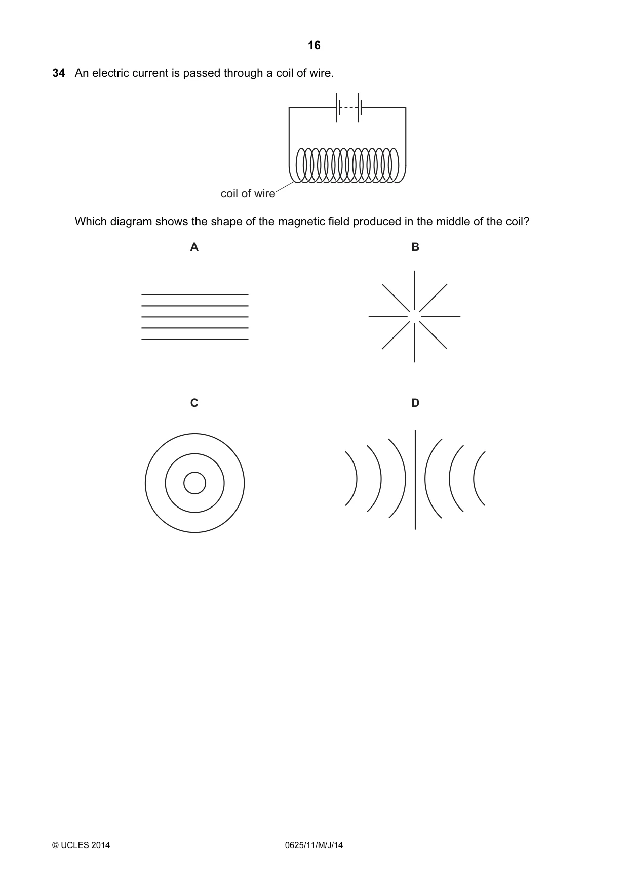 Cambridge IGCSE Physics 0625 2014 May/June Paper 1 · Variant 1 question paper, page 16 of 20