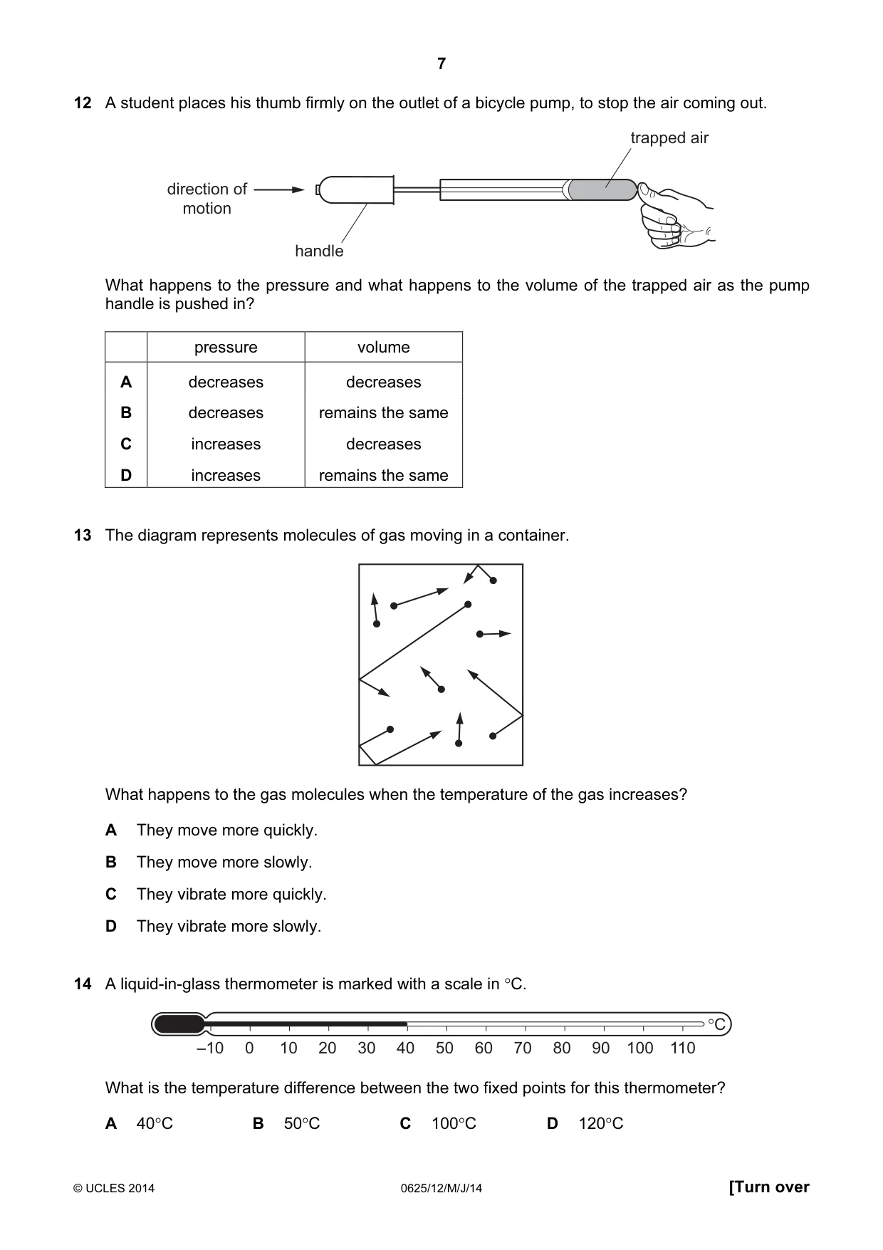 Cambridge IGCSE Physics 0625 2014 May/June Paper 1 · Variant 2 question paper, page 7 of 20