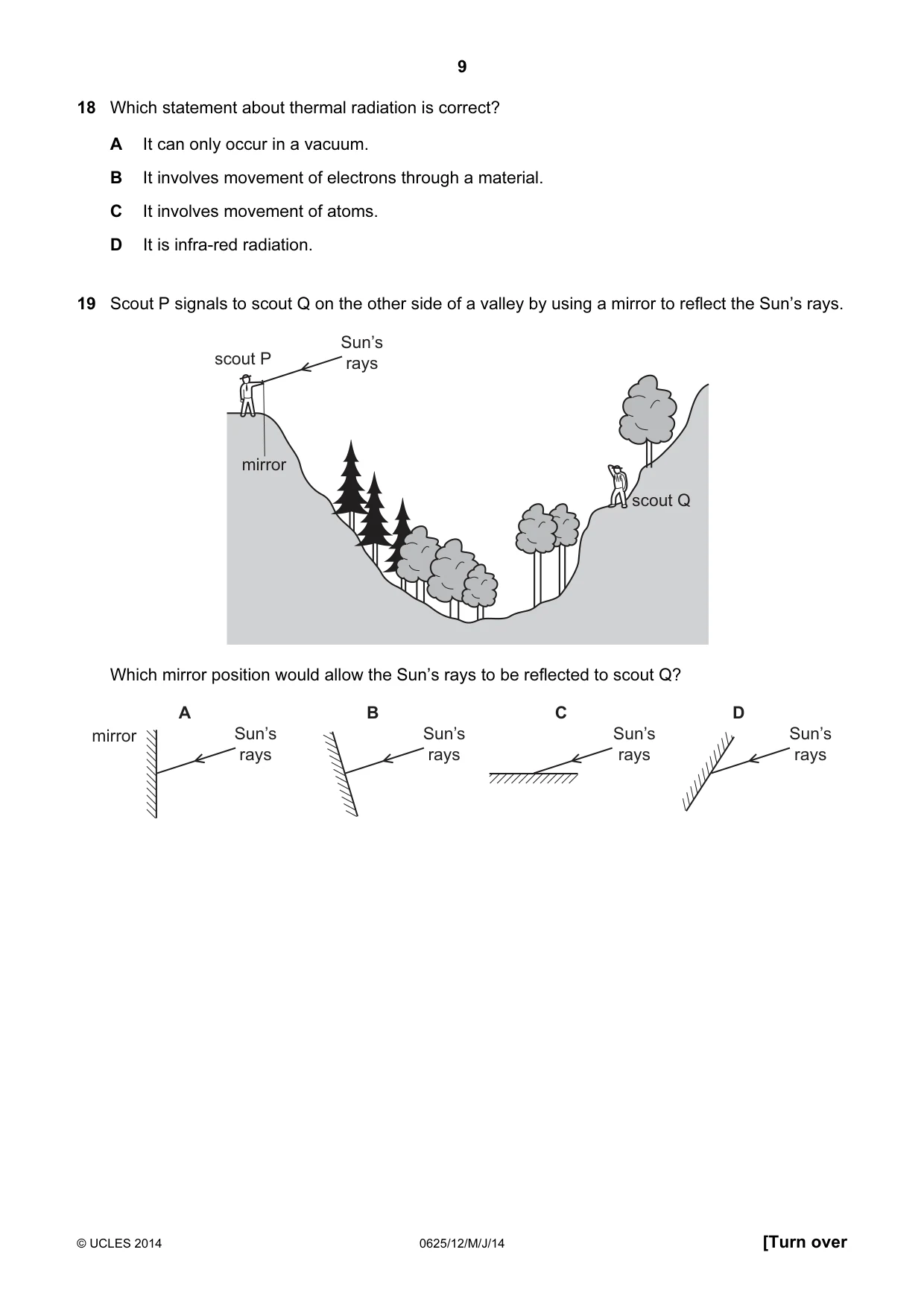 Cambridge IGCSE Physics 0625 2014 May/June Paper 1 · Variant 2 question paper, page 9 of 20