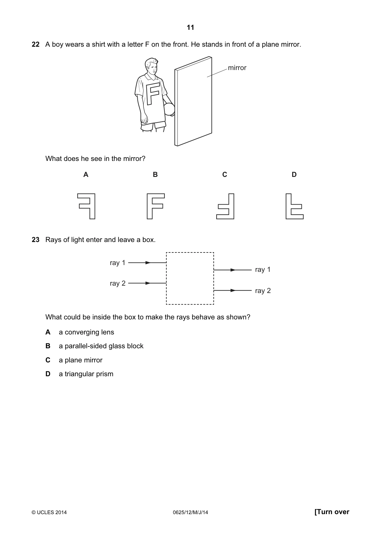 Cambridge IGCSE Physics 0625 2014 May/June Paper 1 · Variant 2 question paper, page 11 of 20