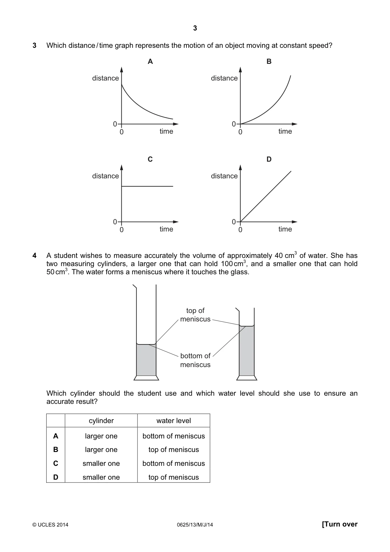 Cambridge IGCSE Physics 0625 2014 May/June Paper 1 · Variant 3 question paper, page 3 of 20