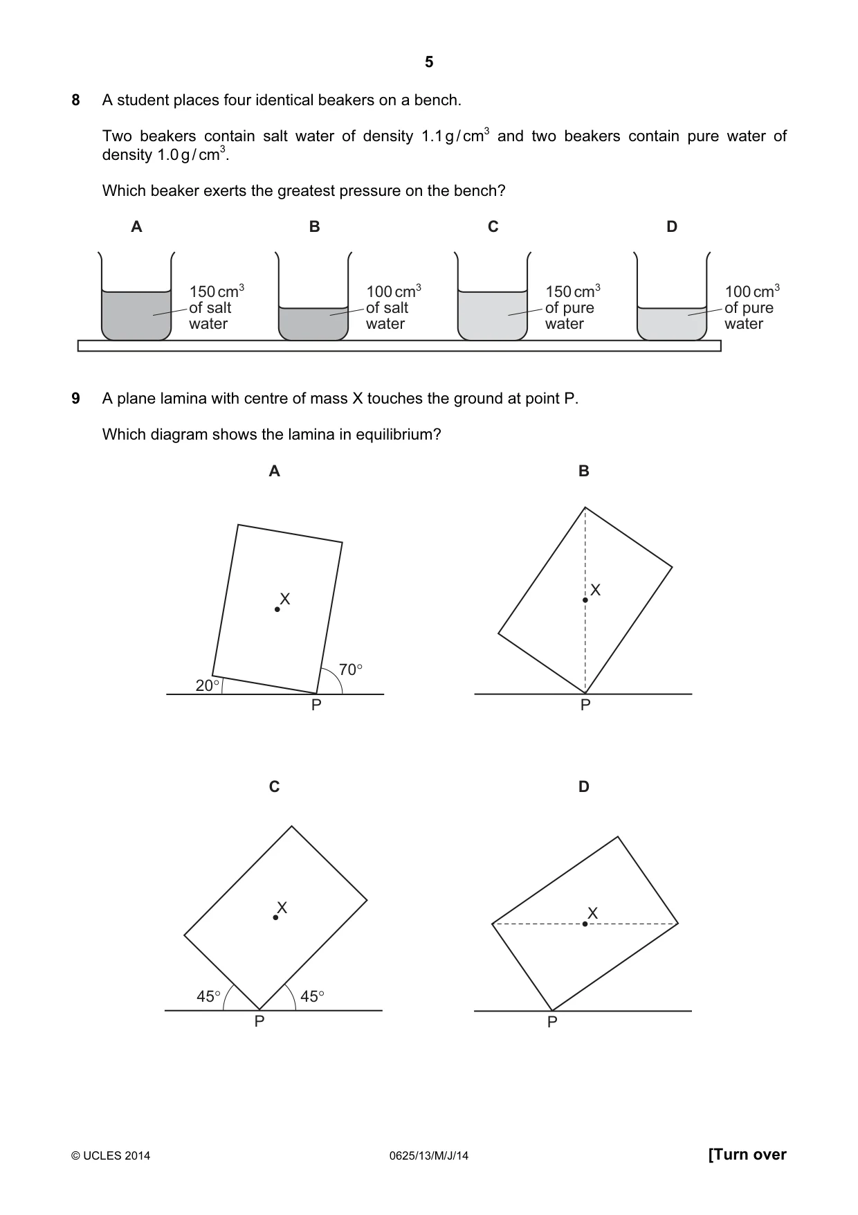 Cambridge IGCSE Physics 0625 2014 May/June Paper 1 · Variant 3 question paper, page 5 of 20