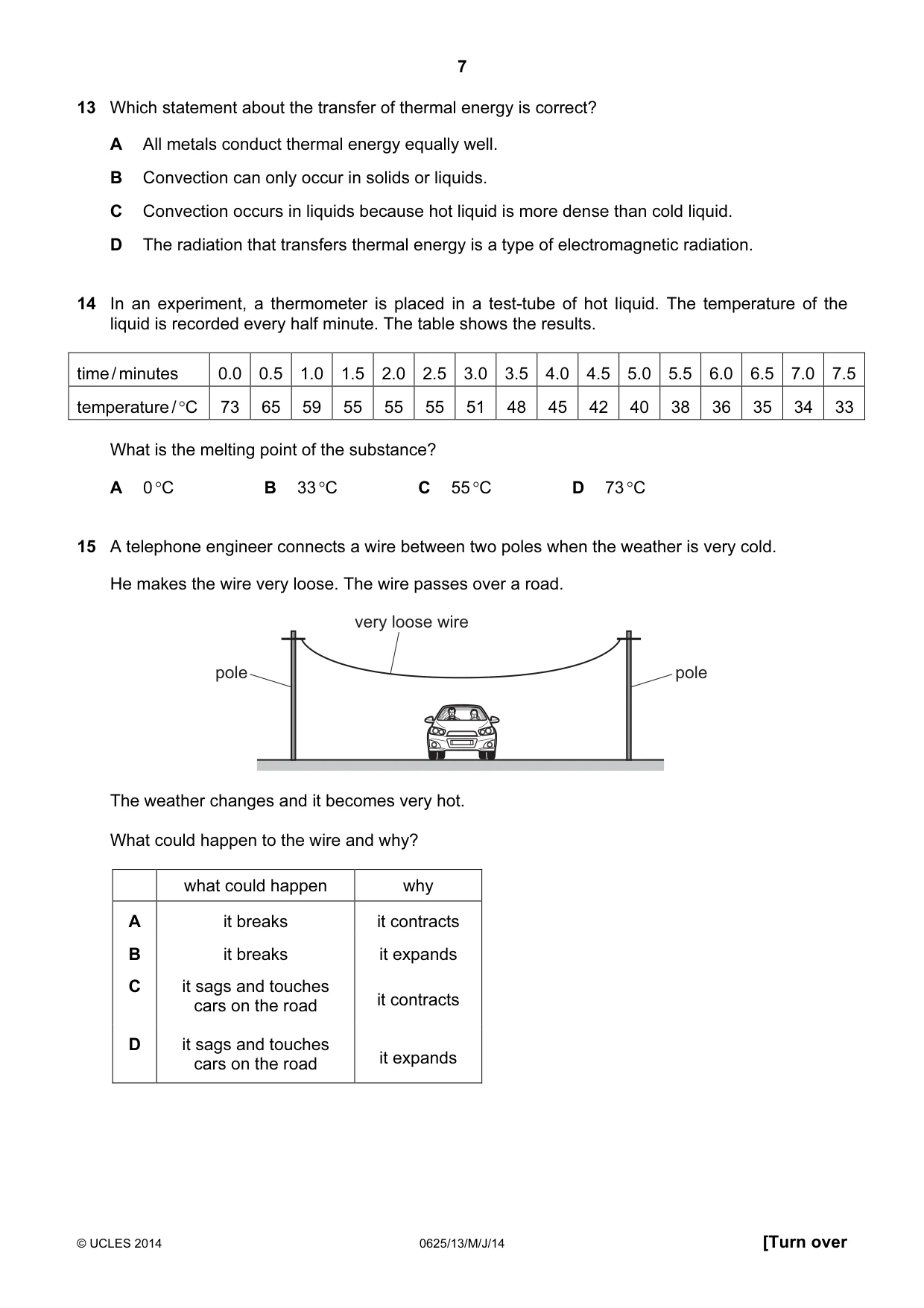 Cambridge IGCSE Physics 0625 2014 May/June Paper 1 · Variant 3 question paper, page 7 of 20