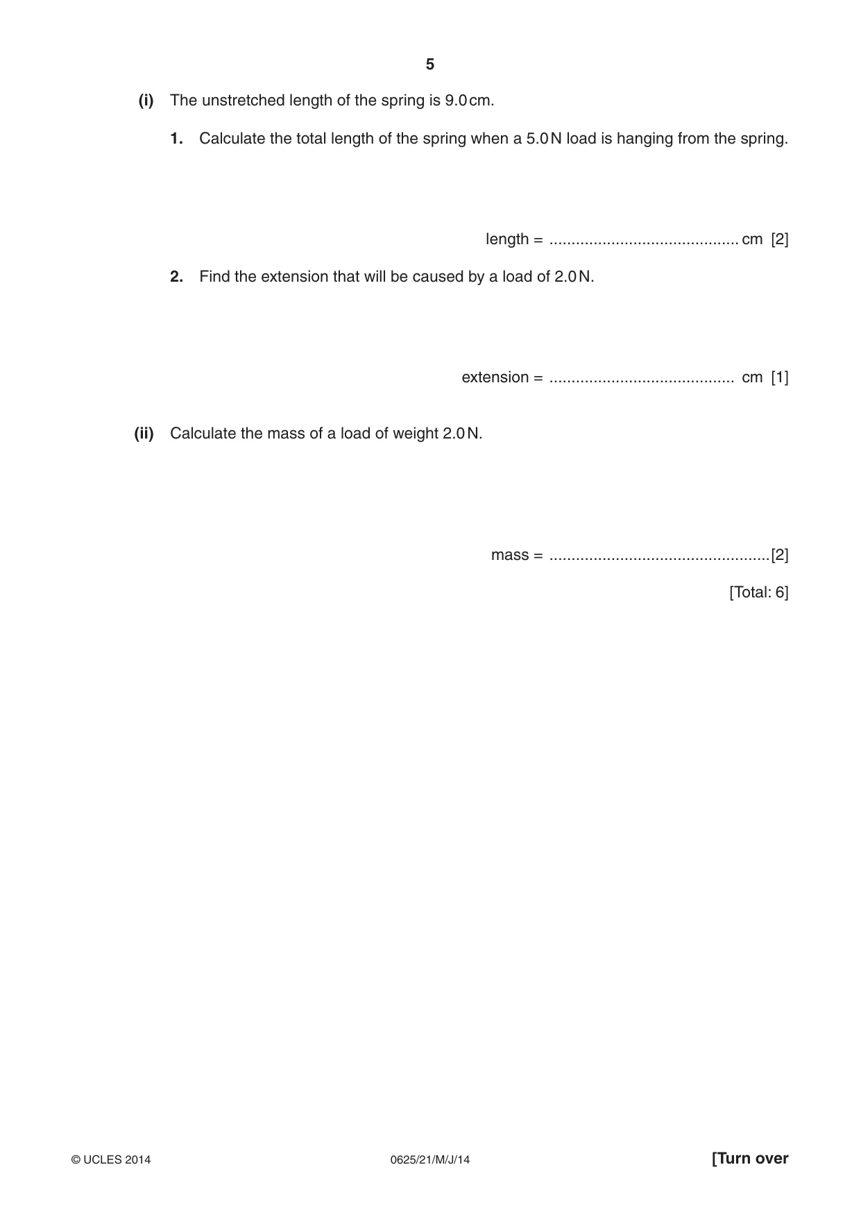 Cambridge IGCSE Physics 0625 2014 May/June Paper 2 · Variant 1 question paper, page 5 of 16