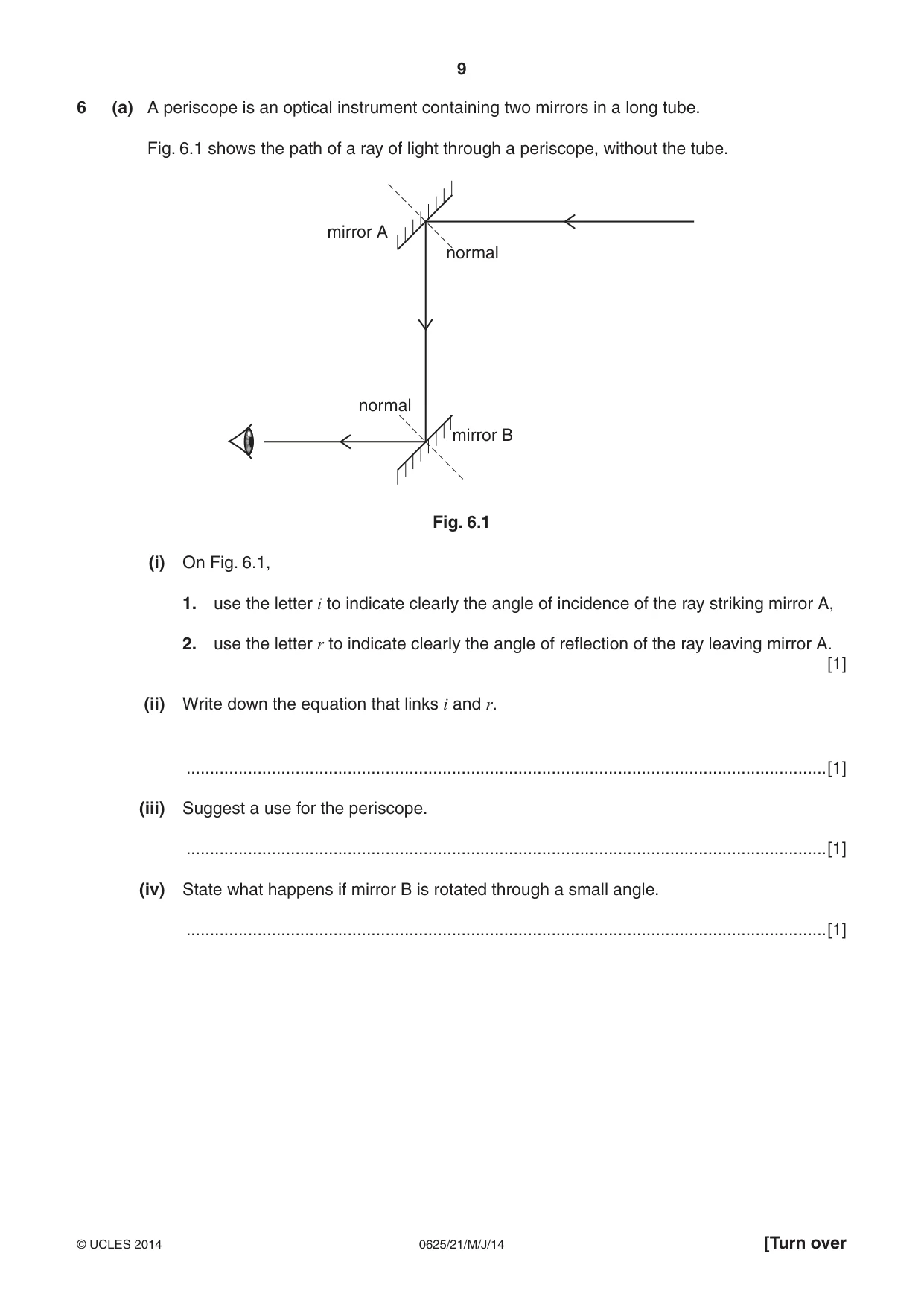Cambridge IGCSE Physics 0625 2014 May/June Paper 2 · Variant 1 question paper, page 9 of 16