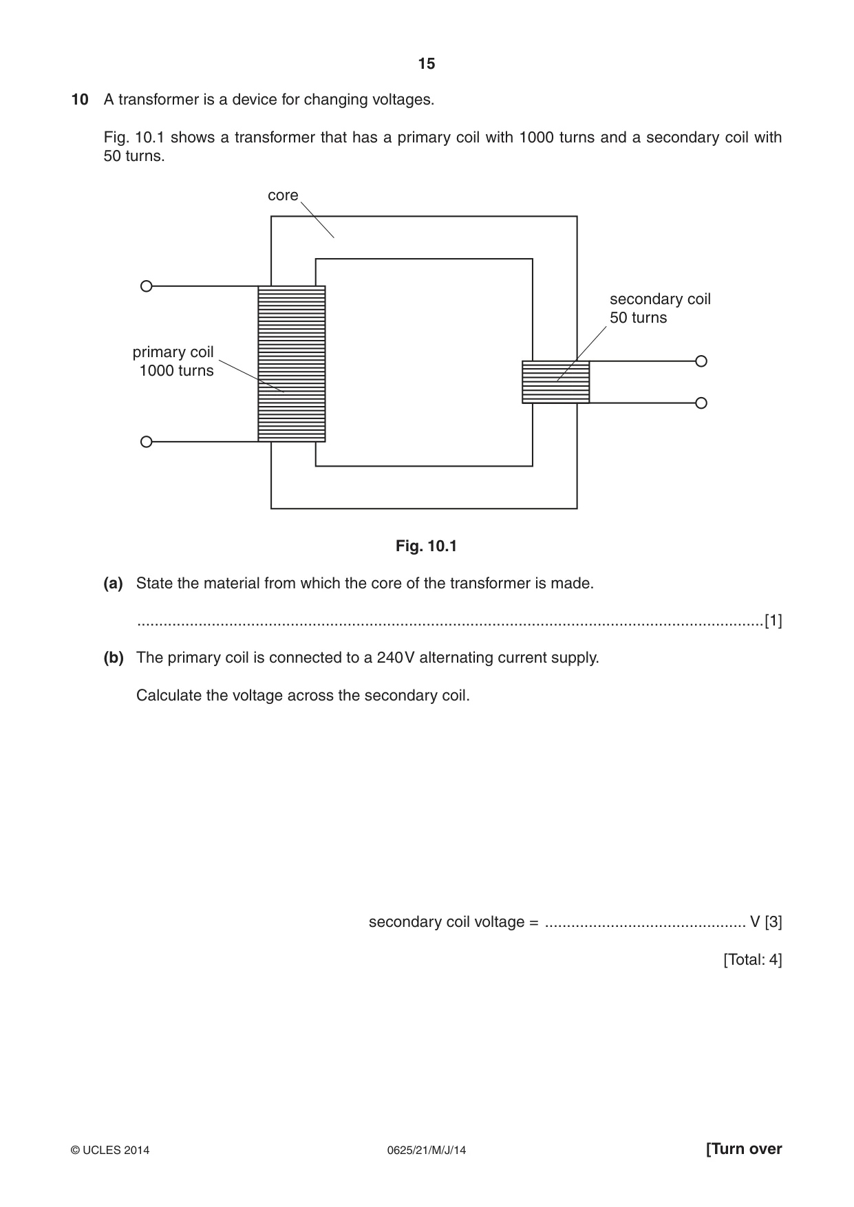 Cambridge IGCSE Physics 0625 2014 May/June Paper 2 · Variant 1 question paper, page 15 of 16