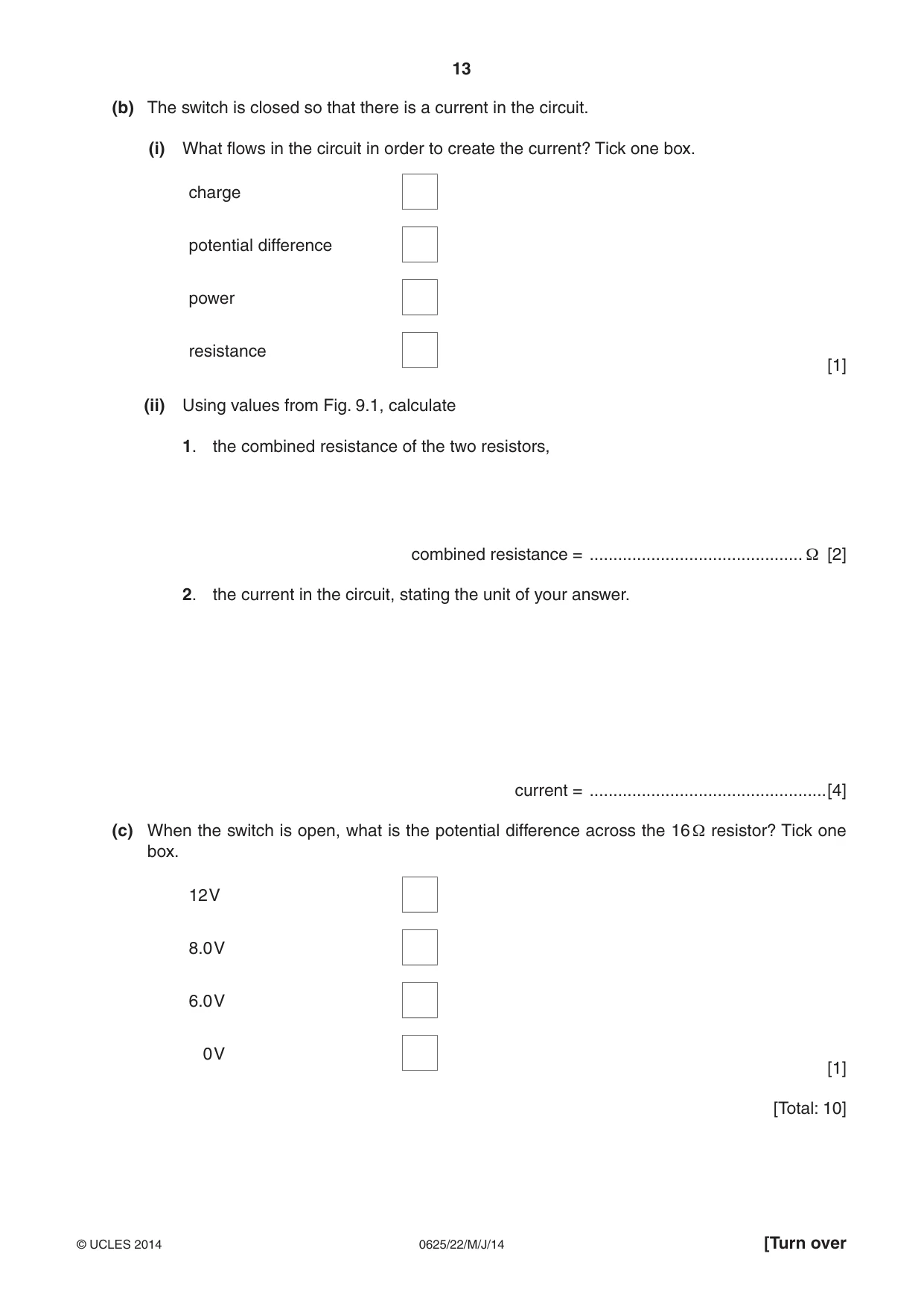 Cambridge IGCSE Physics 0625 2014 May/June Paper 2 · Variant 2 question paper, page 13 of 16
