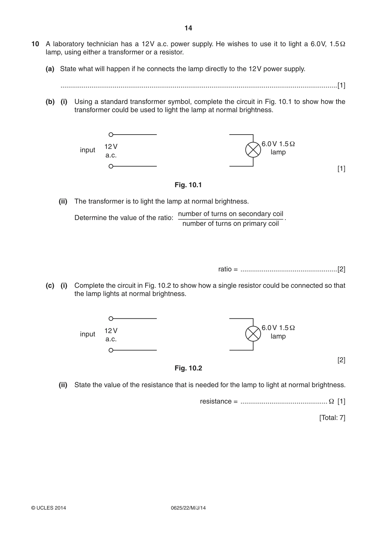 Cambridge IGCSE Physics 0625 2014 May/June Paper 2 · Variant 2 question paper, page 14 of 16