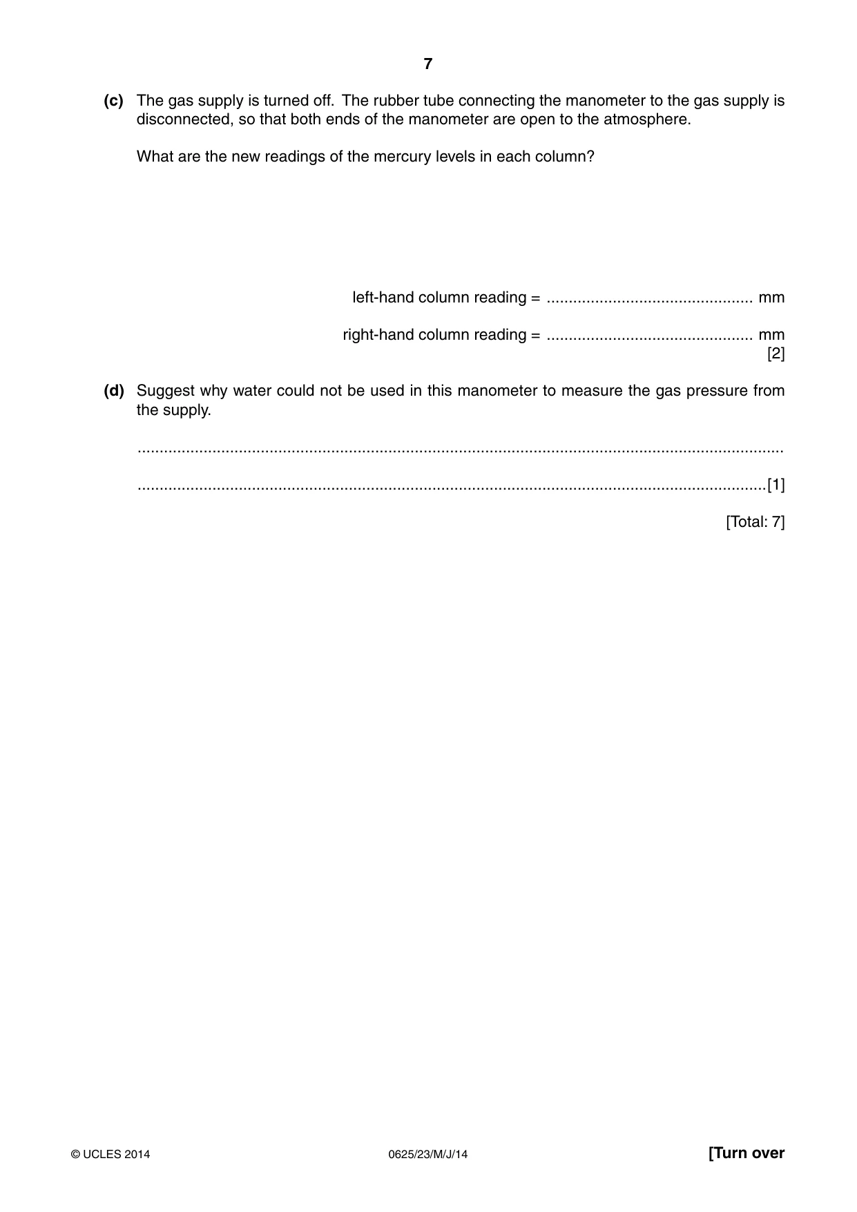 Cambridge IGCSE Physics 0625 2014 May/June Paper 2 · Variant 3 question paper, page 7 of 20
