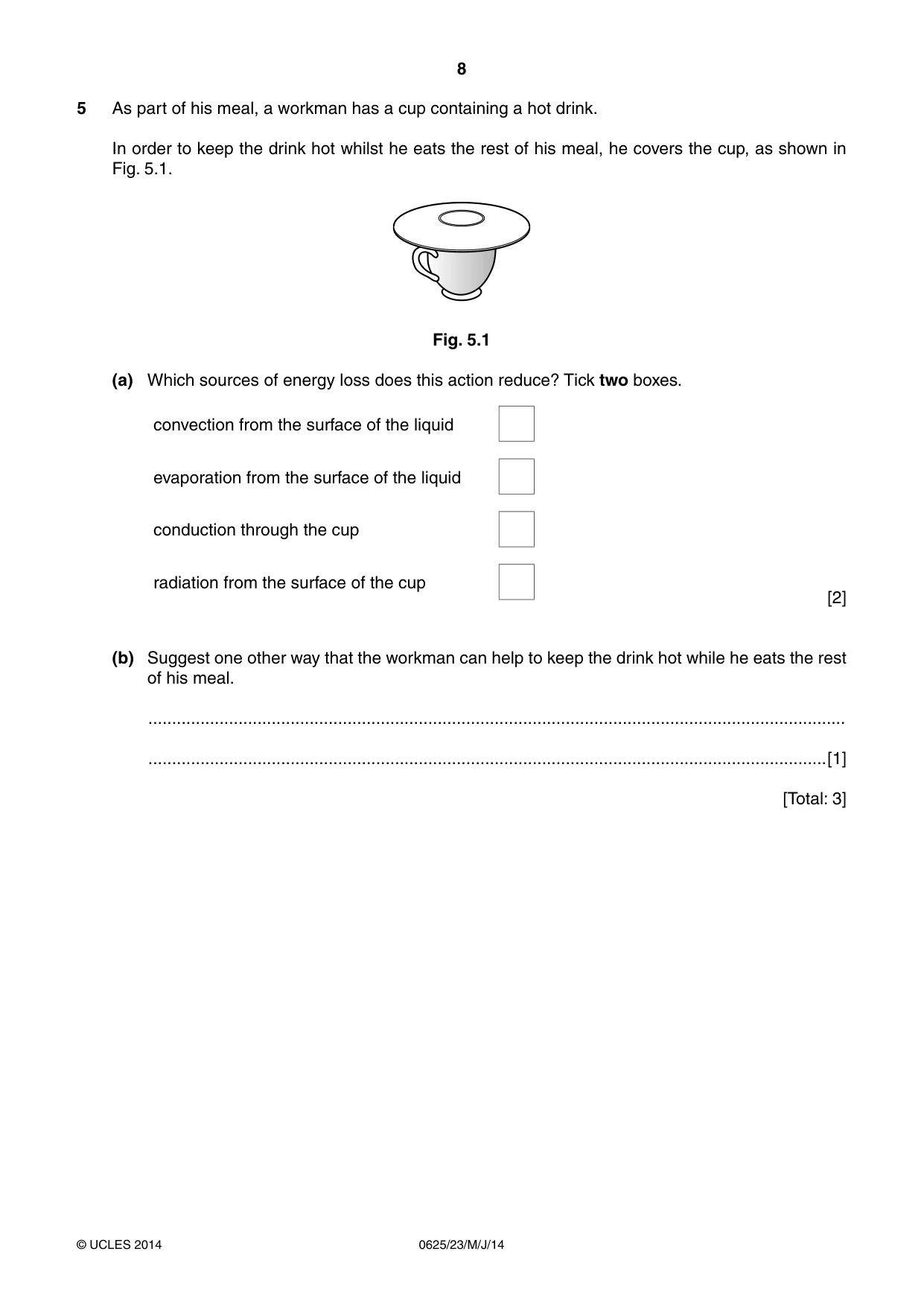 Cambridge IGCSE Physics 0625 2014 May/June Paper 2 · Variant 3 question paper, page 8 of 20