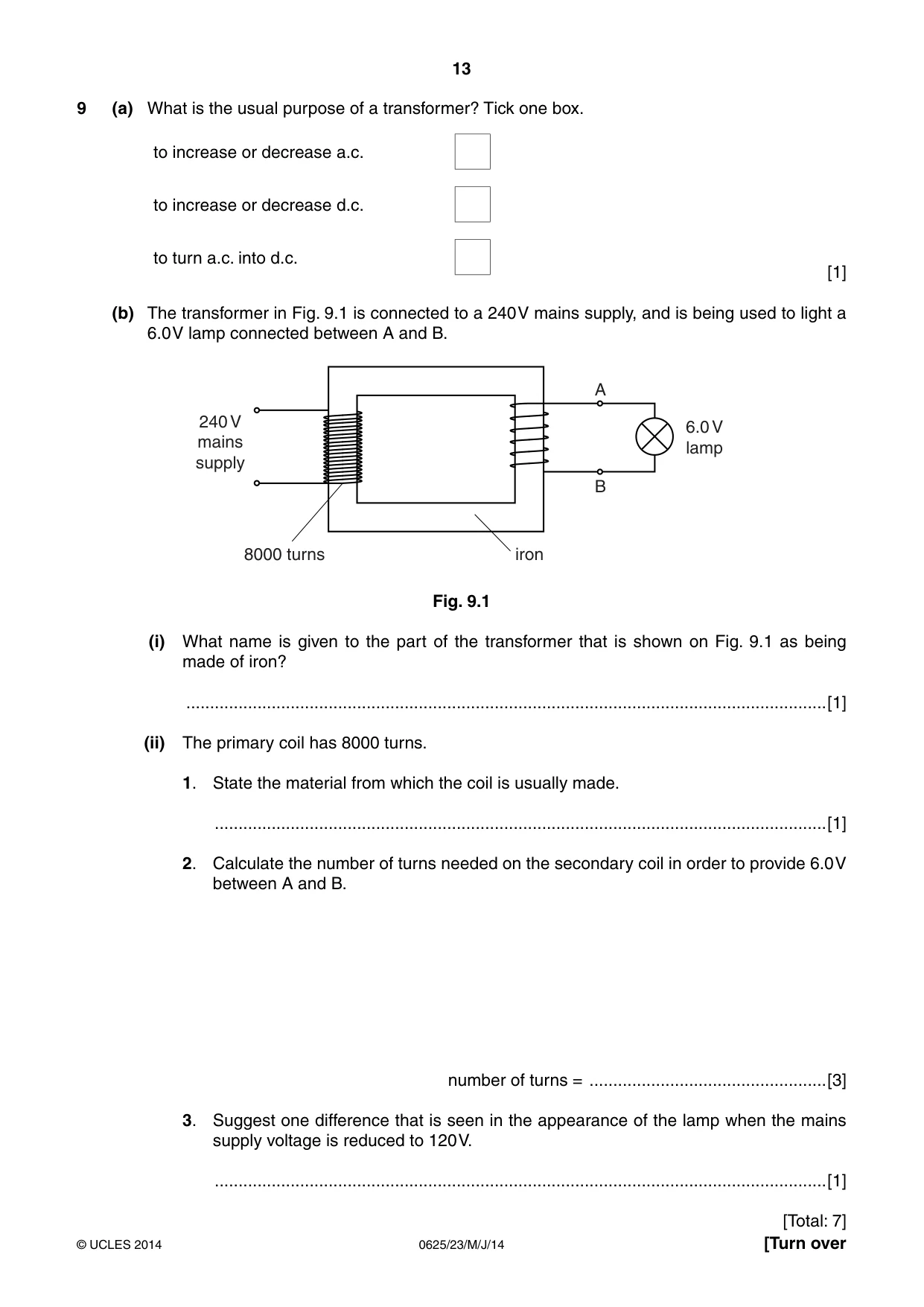 Cambridge IGCSE Physics 0625 2014 May/June Paper 2 · Variant 3 question paper, page 13 of 20