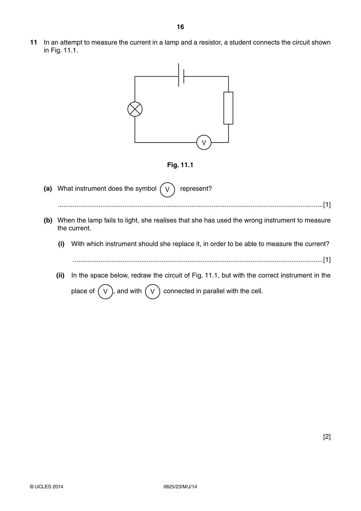 Cambridge IGCSE Physics 0625 2014 May/June Paper 2 · Variant 3 question paper, page 16 of 20