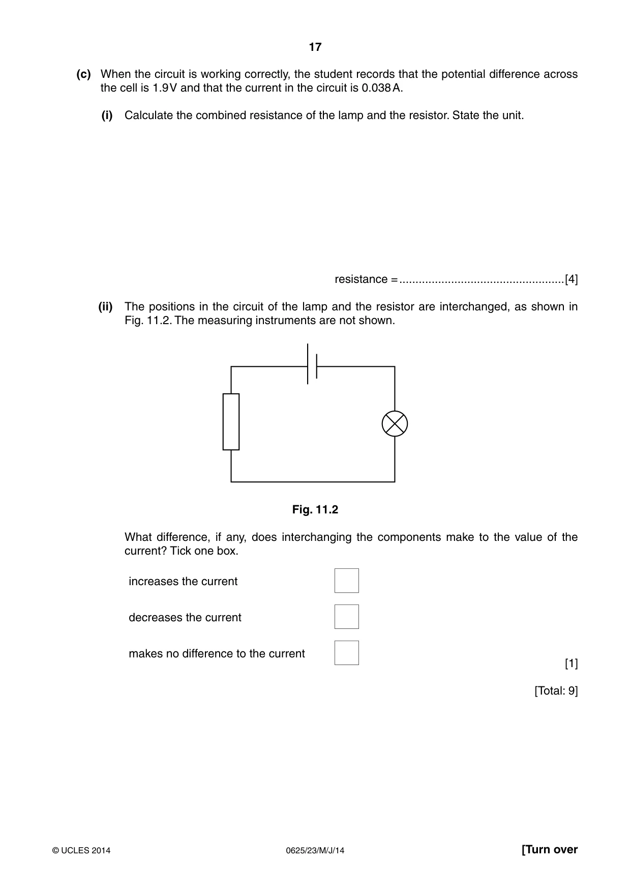 Cambridge IGCSE Physics 0625 2014 May/June Paper 2 · Variant 3 question paper, page 17 of 20