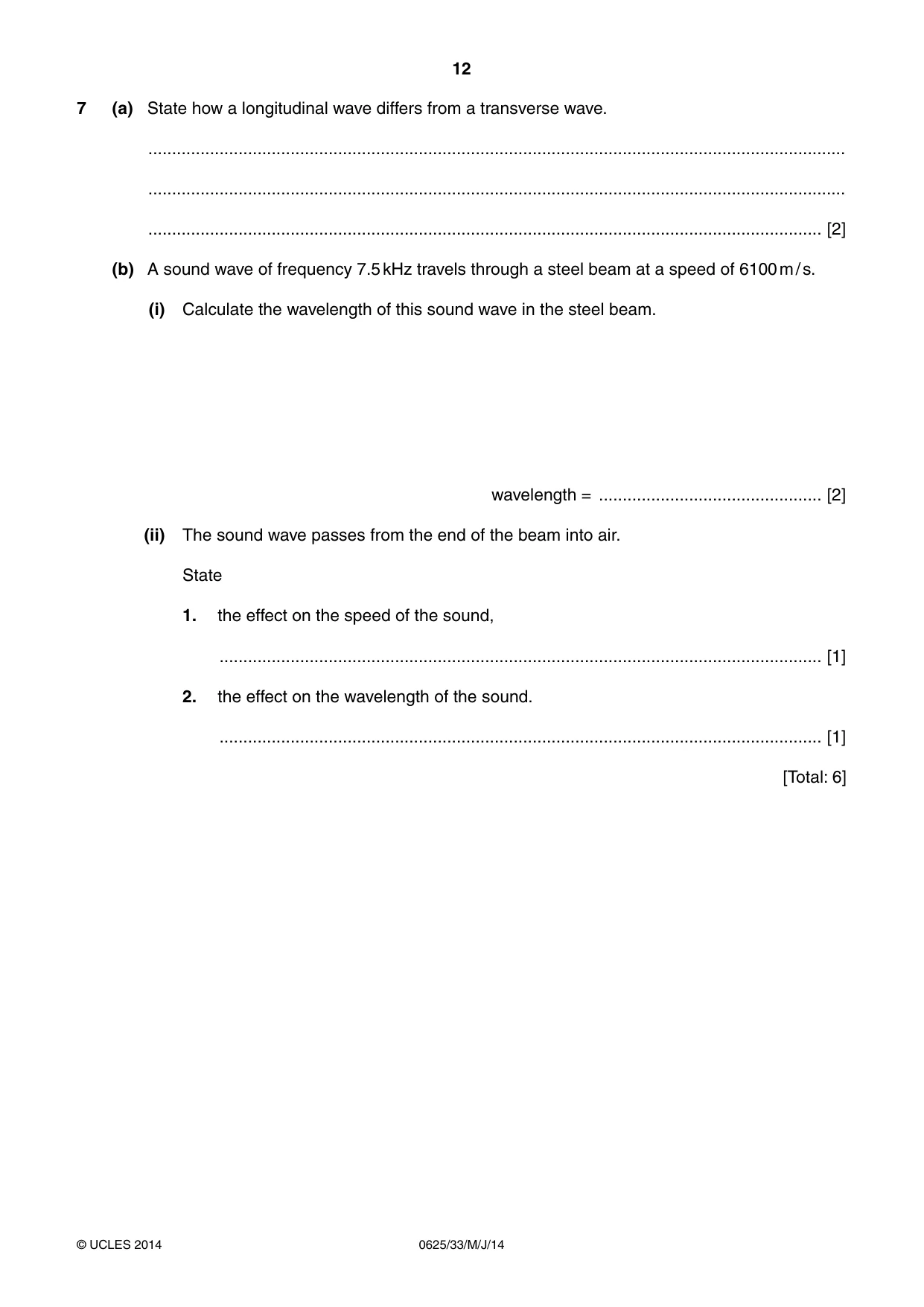 Cambridge IGCSE Physics 0625 2014 May/June Paper 3 · Variant 3 question paper, page 12 of 20