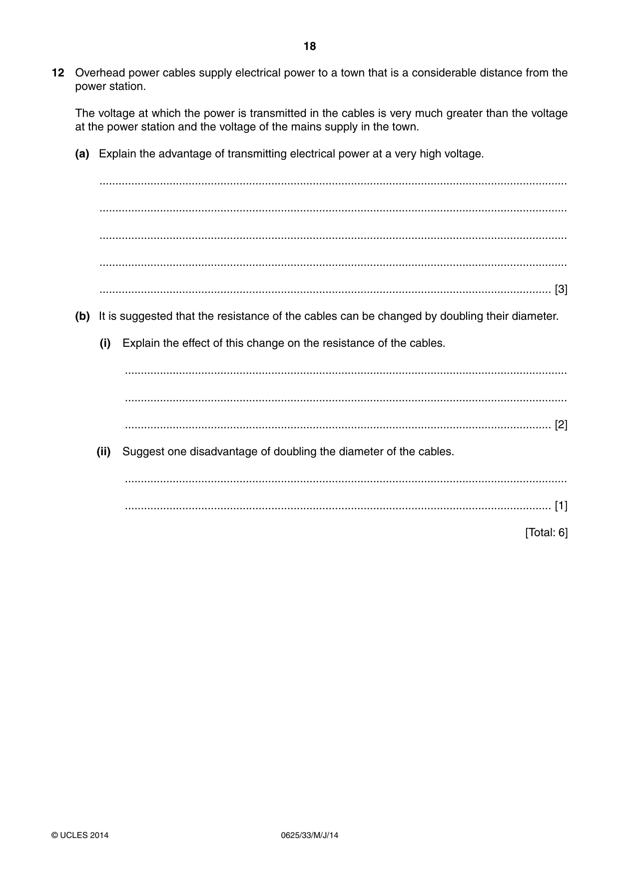 Cambridge IGCSE Physics 0625 2014 May/June Paper 3 · Variant 3 question paper, page 18 of 20