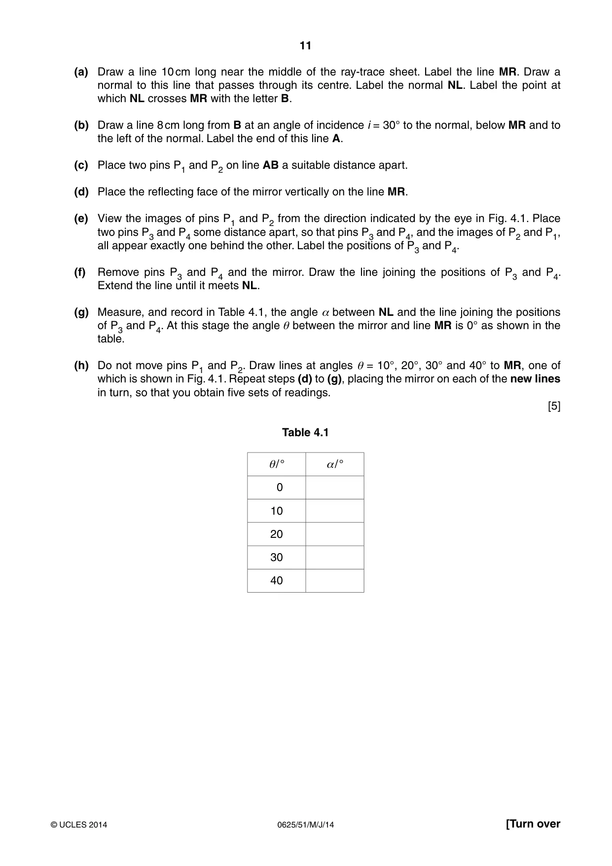 Cambridge IGCSE Physics 0625 2014 May/June Paper 5 · Variant 1 question paper, page 11 of 12