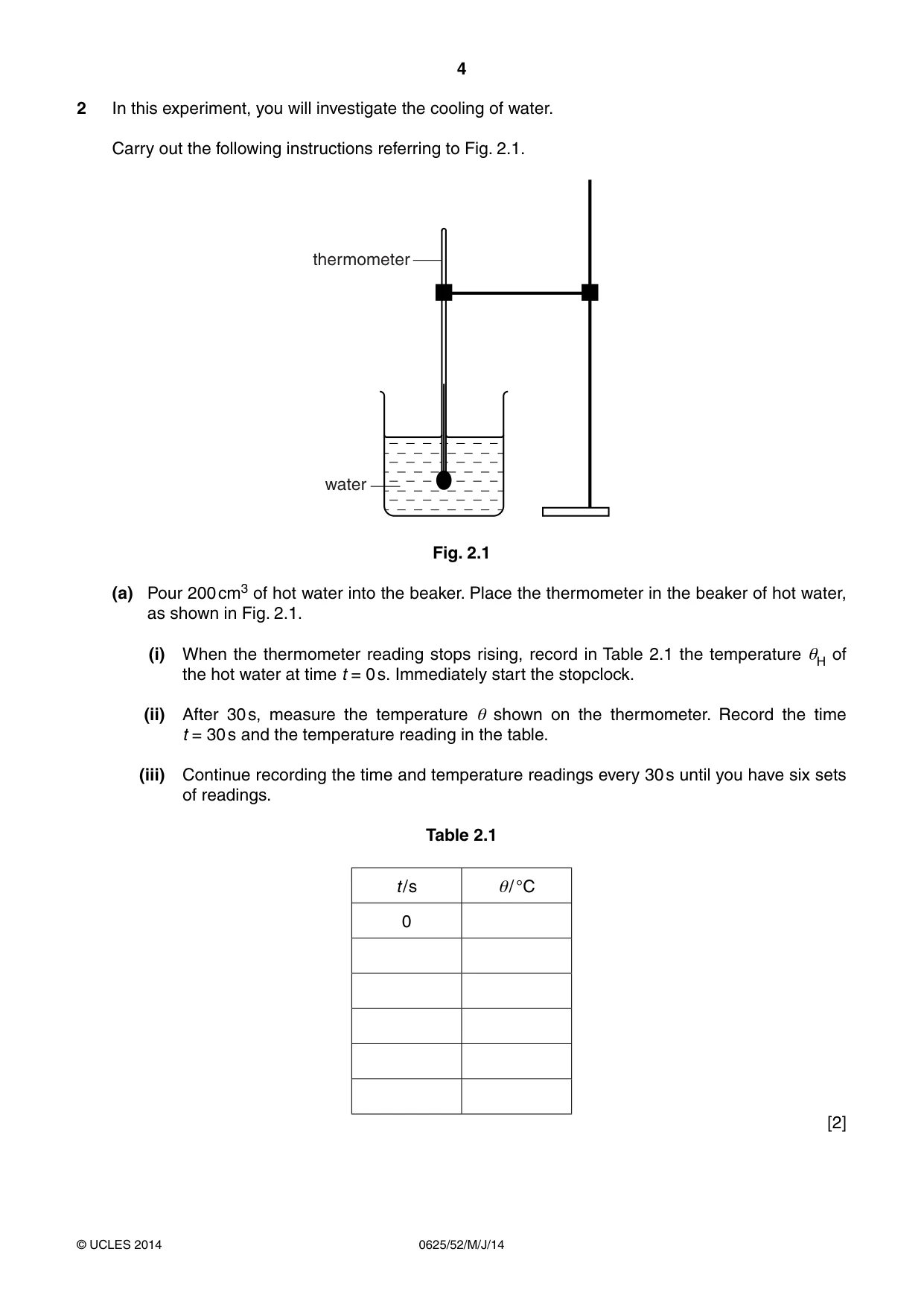 Cambridge IGCSE Physics 0625 2014 May/June Paper 5 · Variant 2 question paper, page 4 of 12