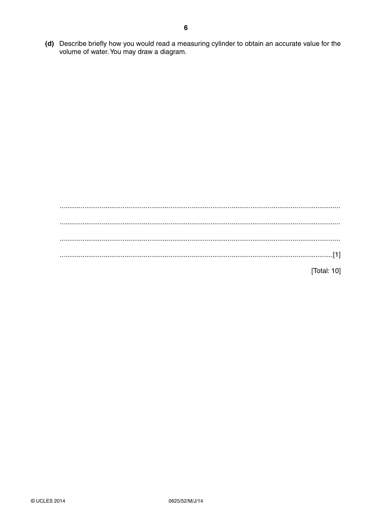 Cambridge IGCSE Physics 0625 2014 May/June Paper 5 · Variant 2 question paper, page 6 of 12