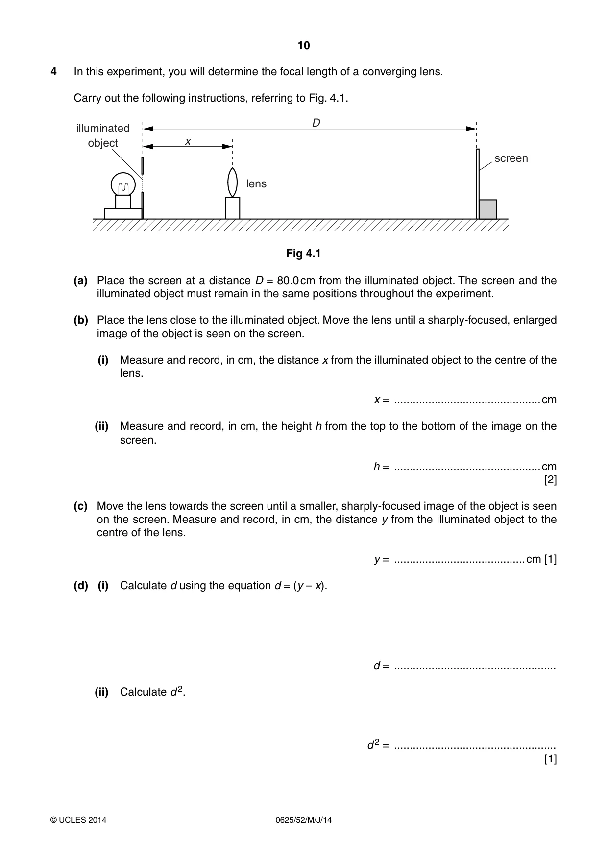 Cambridge IGCSE Physics 0625 2014 May/June Paper 5 · Variant 2 question paper, page 10 of 12