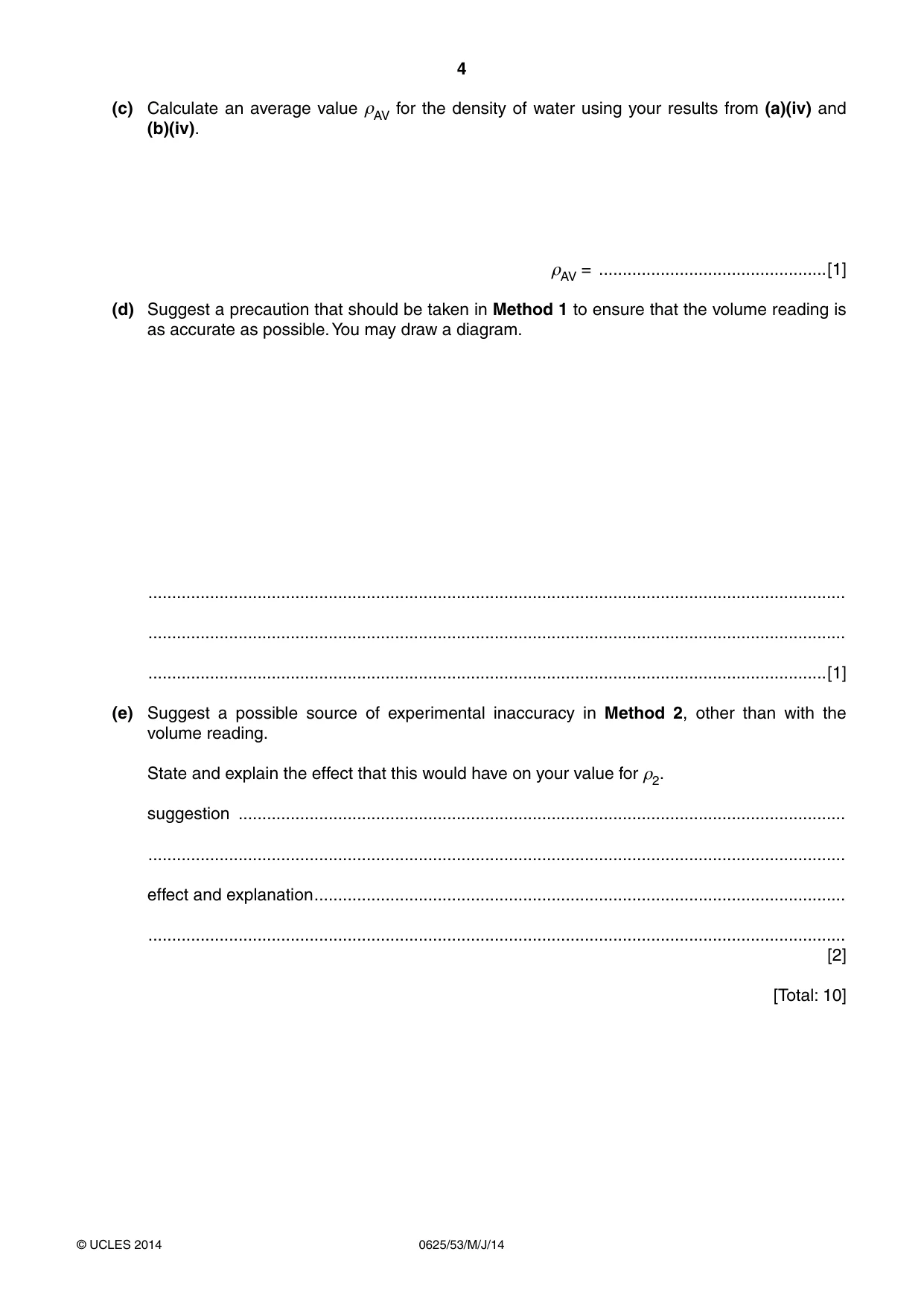 Cambridge IGCSE Physics 0625 2014 May/June Paper 5 · Variant 3 question paper, page 4 of 12