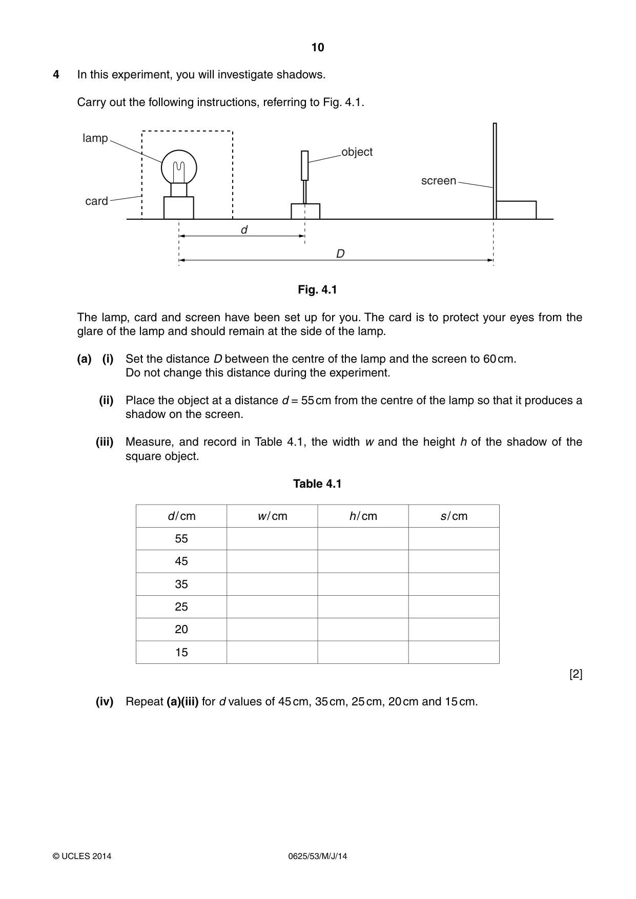 Cambridge IGCSE Physics 0625 2014 May/June Paper 5 · Variant 3 question paper, page 10 of 12