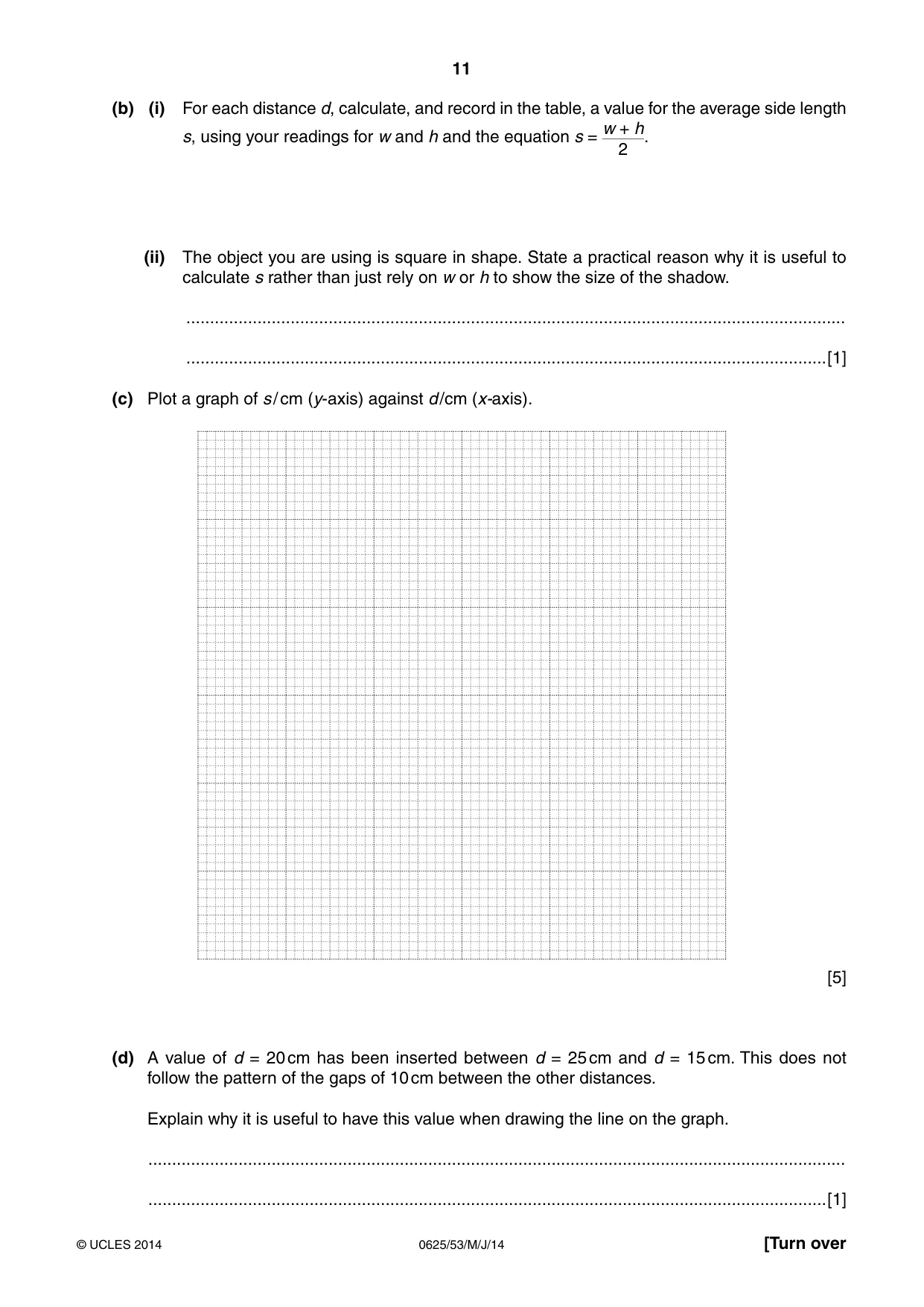 Cambridge IGCSE Physics 0625 2014 May/June Paper 5 · Variant 3 question paper, page 11 of 12