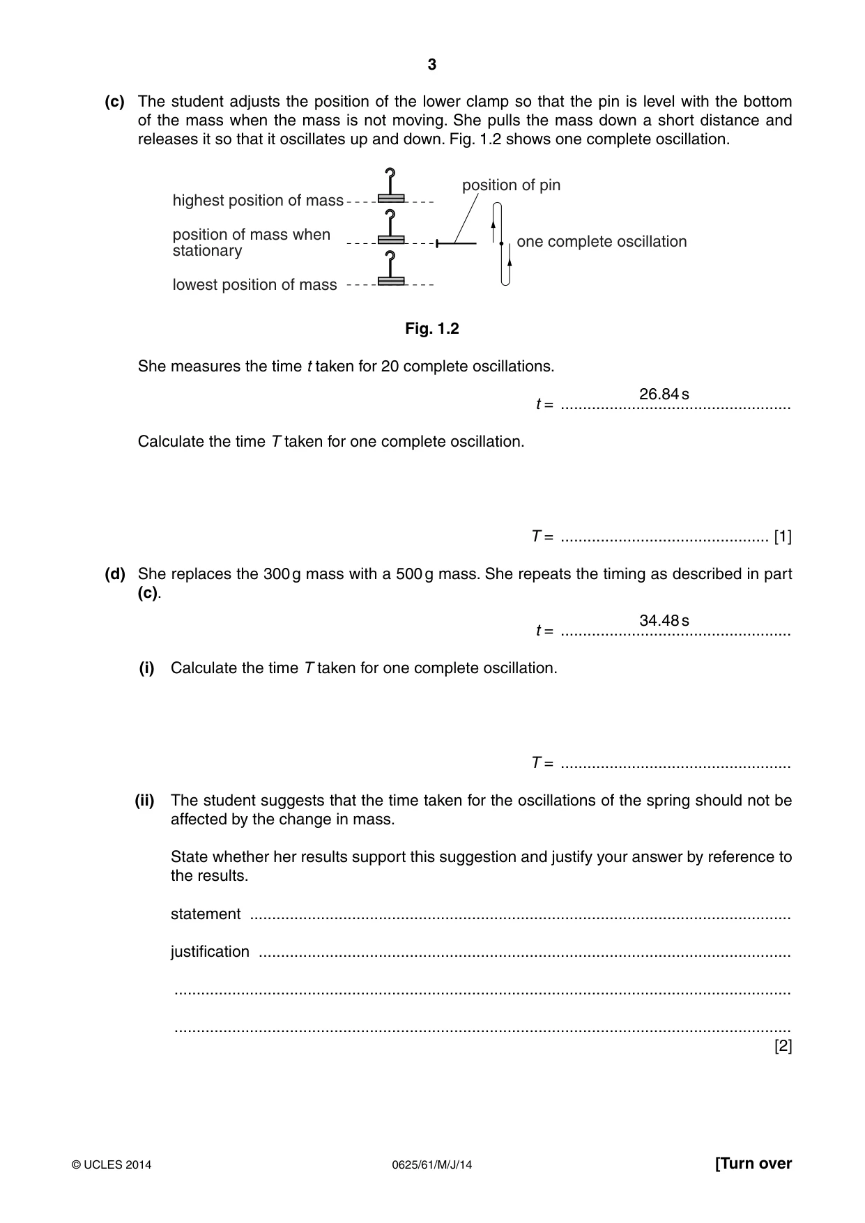 Cambridge IGCSE Physics 0625 2014 May/June Paper 6 · Variant 1 question paper, page 3 of 12